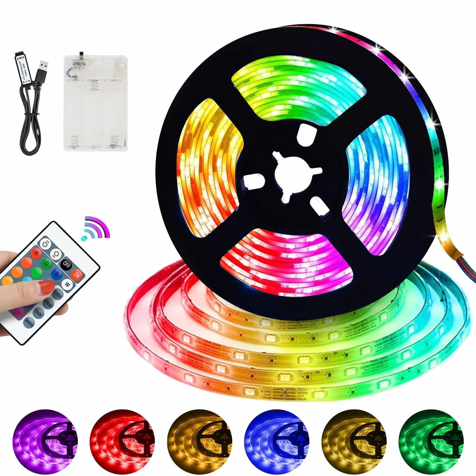 Ruban LED 5M RGB 5050 USB Batterie Télécommande Dimmer 16 Couleurs Ambilight TV Rétroéclairage