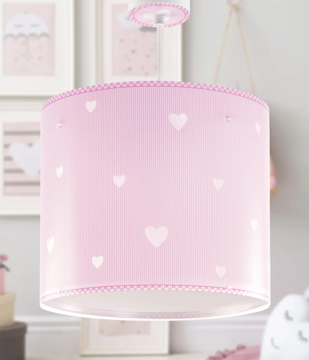 Dalber Lampe Suspension Plafonnier Enfants Sweat Dreams Pink Cœurs Rose E27