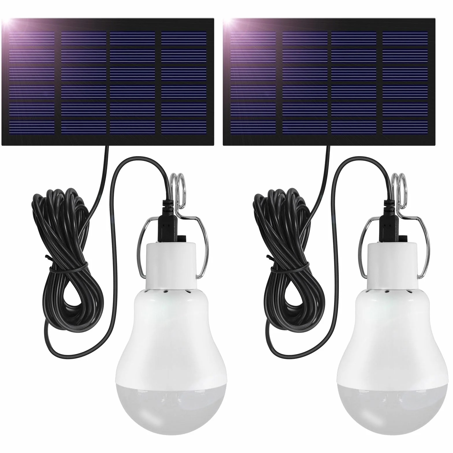 SCNNC Lampe LED Extérieure à Suspendre 3W Panneau Solaire Rechargeable pour Camping Jardin 2 Ensembles