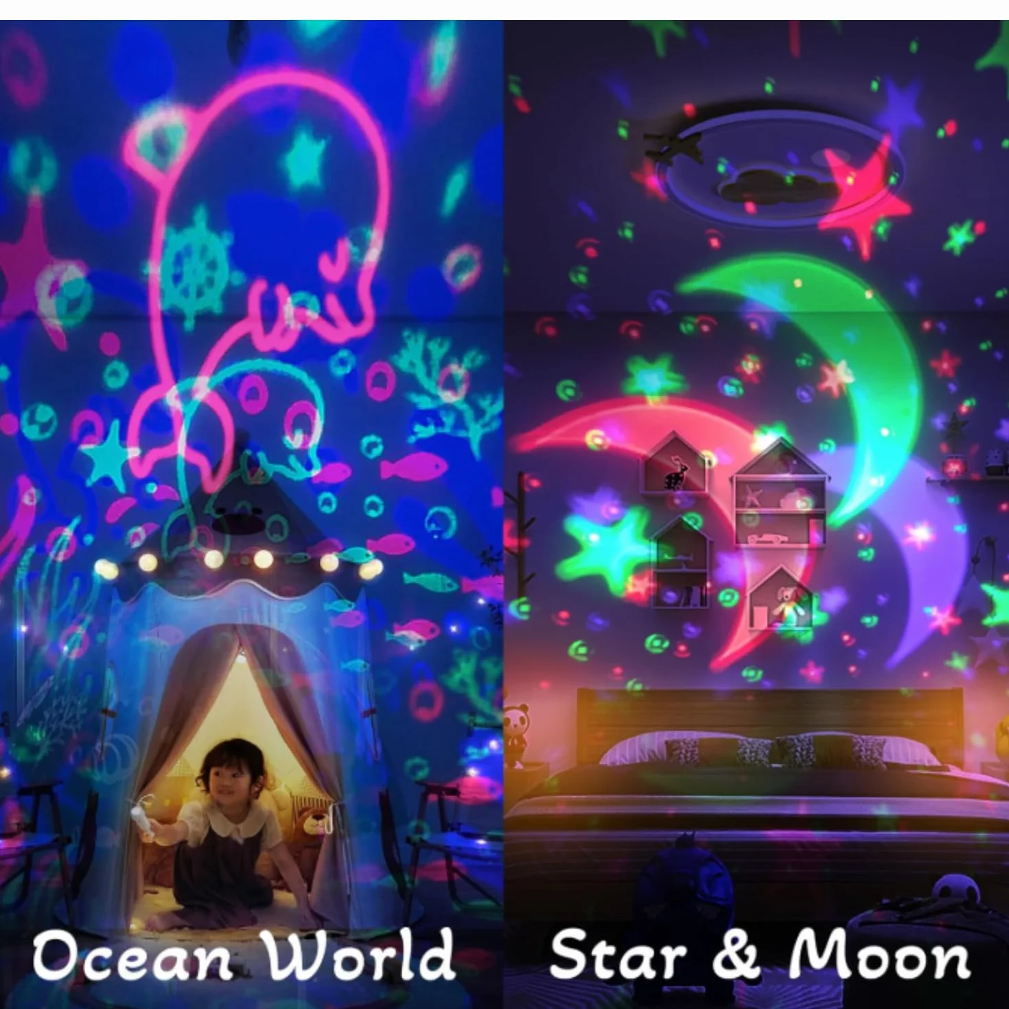 BEPER Projecteur d'étoiles pour enfants Veilleuse LED Projection espace animaux Rotation automatique
