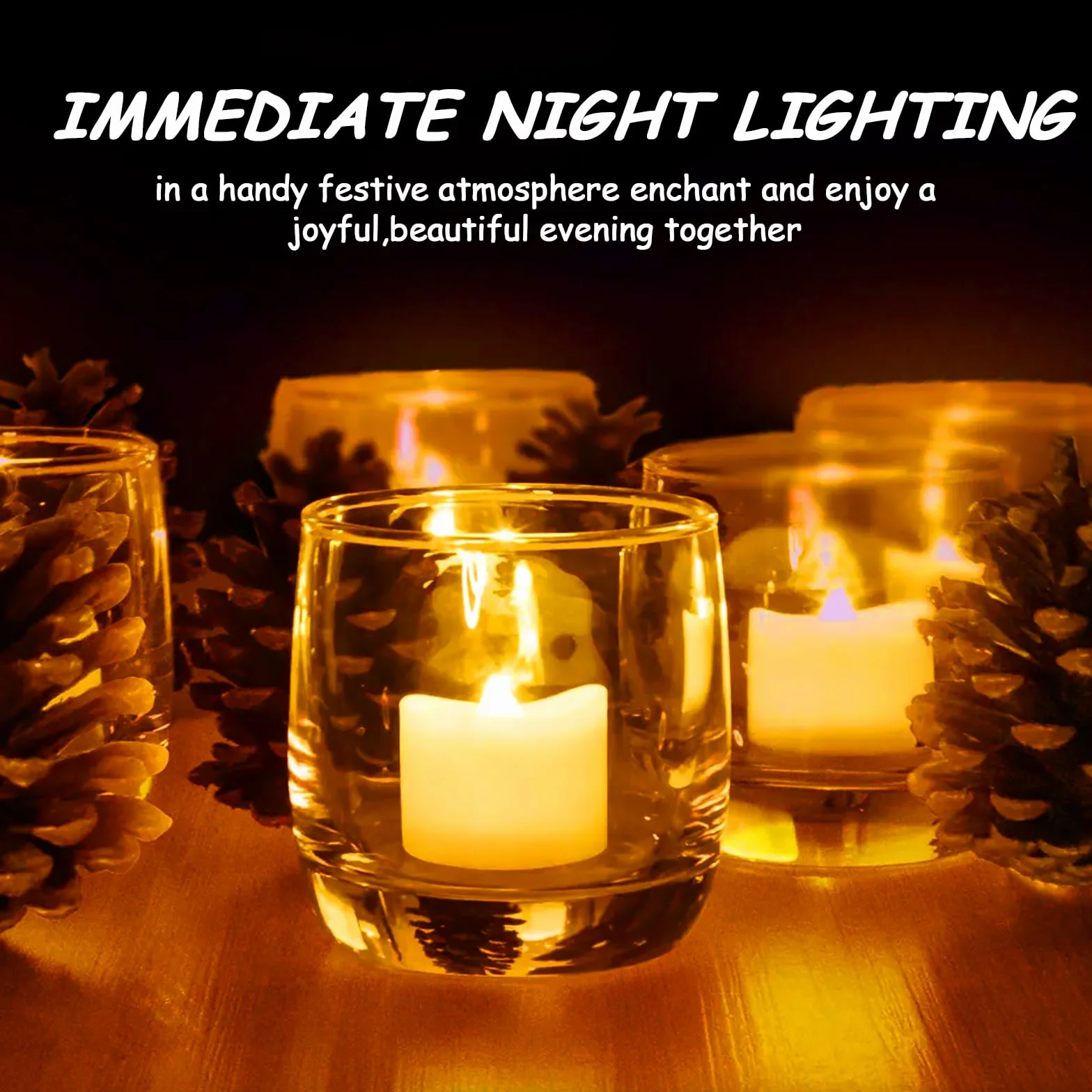 Bougie LED 24 Pièces, Flamme Naturelle, Chauffe-Plat, Sécurité Absolue, Décoration Maison Halloween Noël Mariage