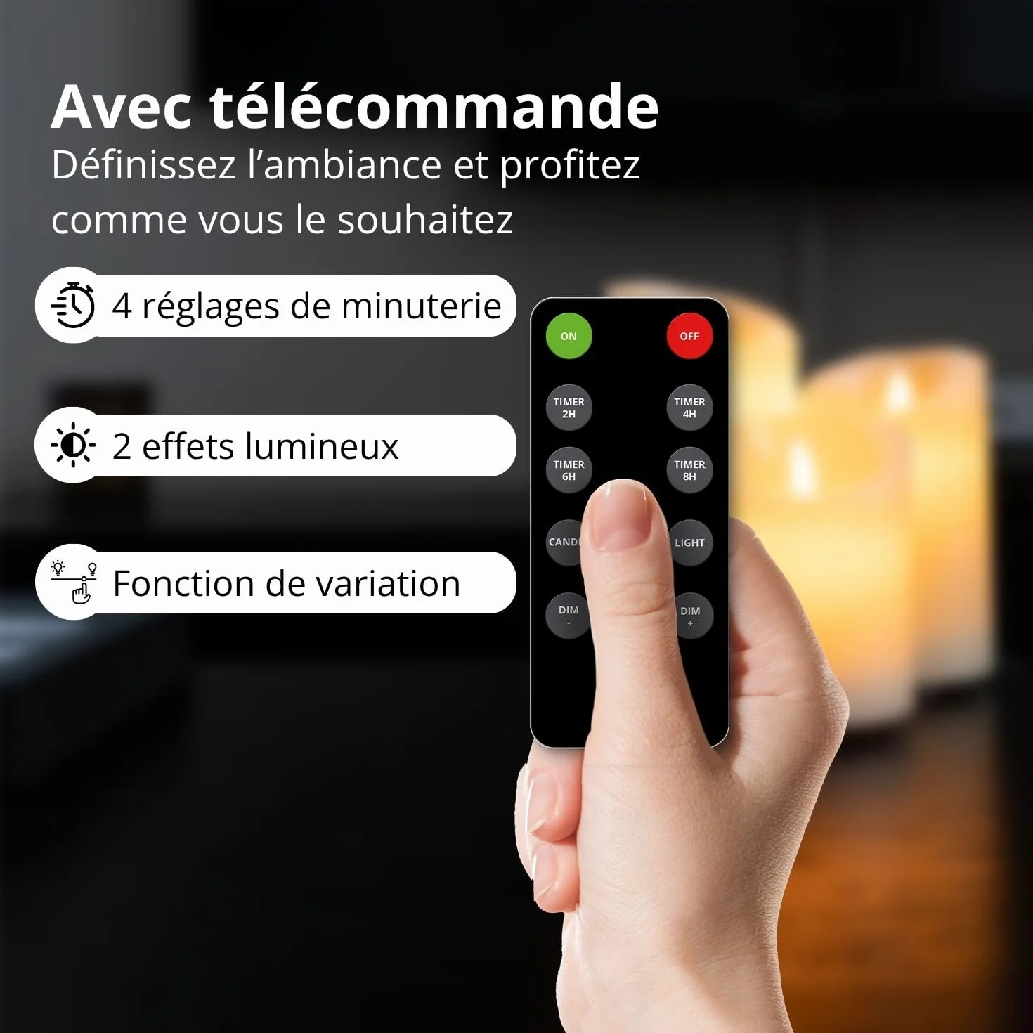 Bougies LED Rechargeables USB FLINQ - Fausse Bougie Flamme Vacillante avec Télécommande - 3 Unités