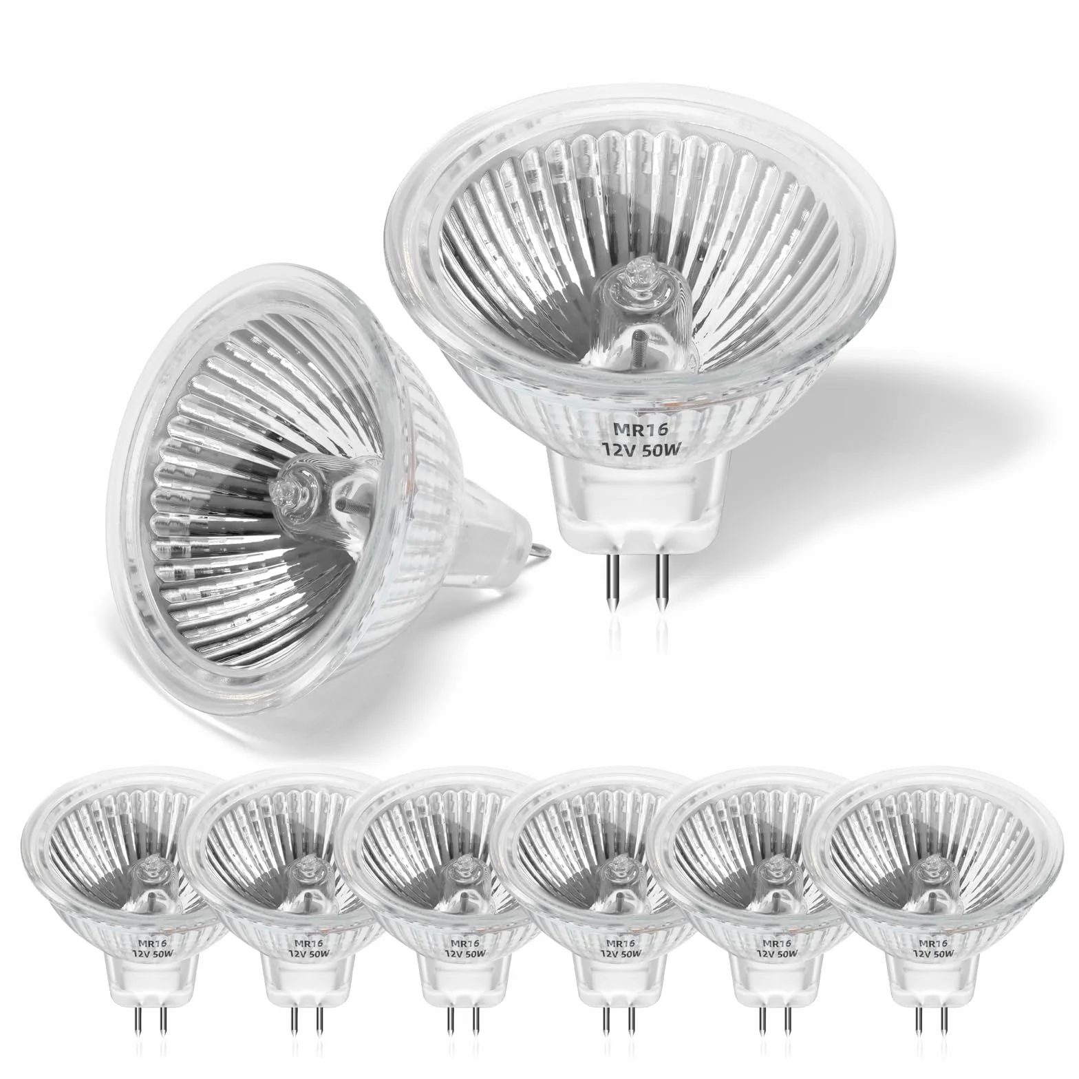 Pack de 8 Ampoules Halogène MR16 50W 12V GU5.3 Dimmable Blanc Chaud 2700K