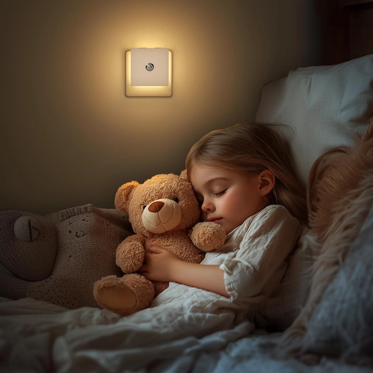 Veilleuse Prise Electrique 2PCS Enfant Dimmable Detecteur de Mouvement avec Fonction Mémoire 2700K Blanc Chaud
