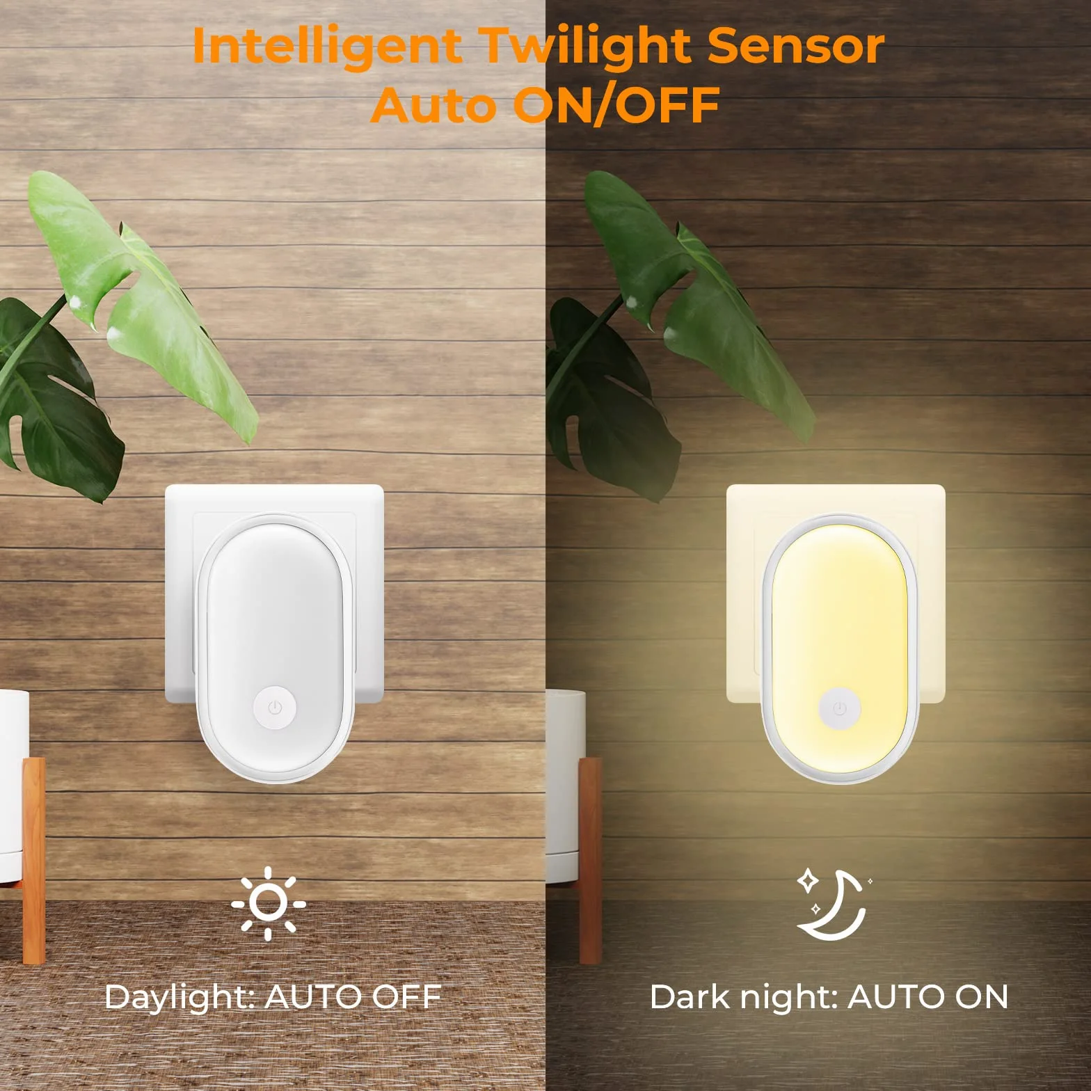 Alyvisun Veilleuse Prise Electrique Enfant avec Capteur de Crépuscule Tactile Dimmable, Blanc Chaud