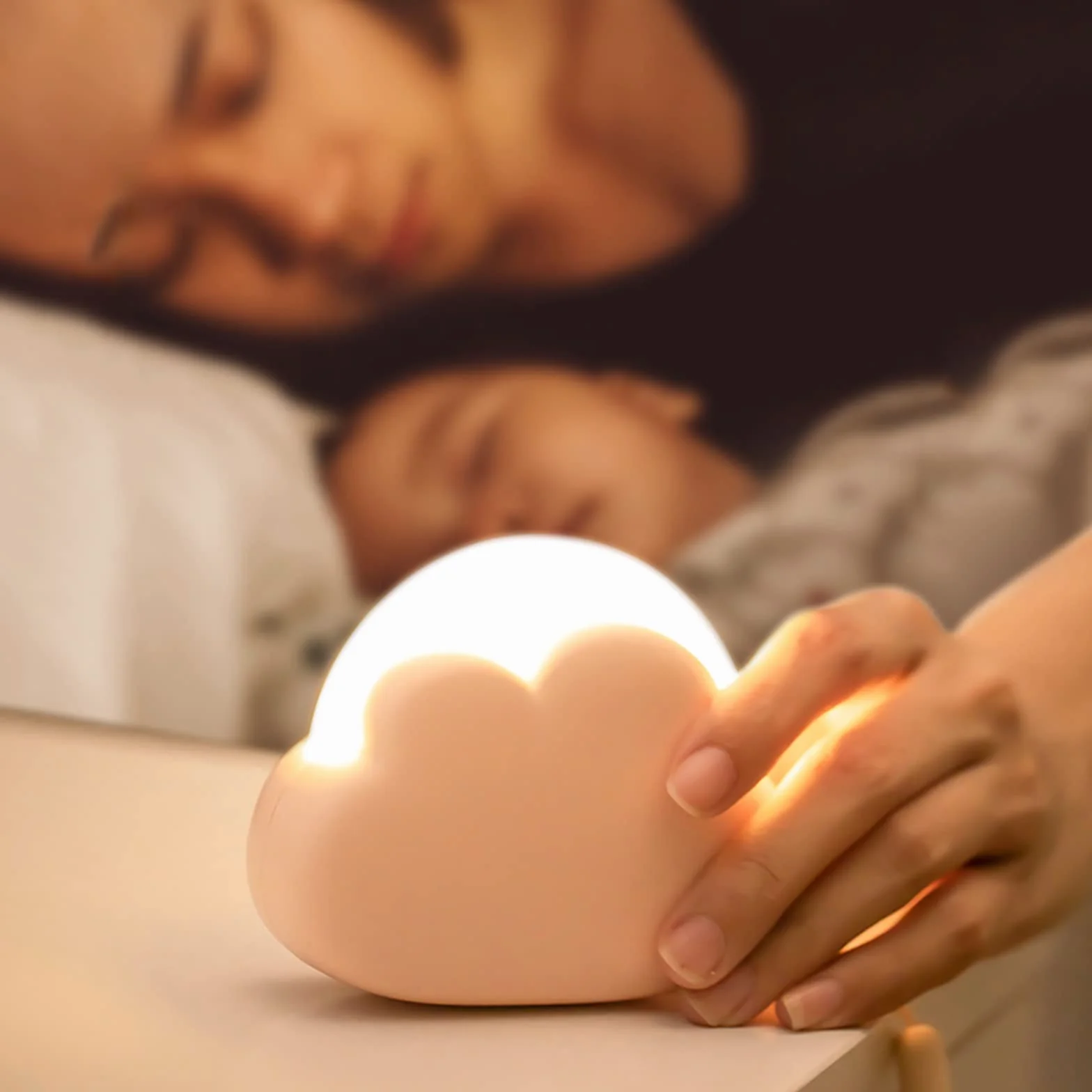 Annmore Lampe de Nuit Nuage Rechargeable ABS pour Bébé, Rose