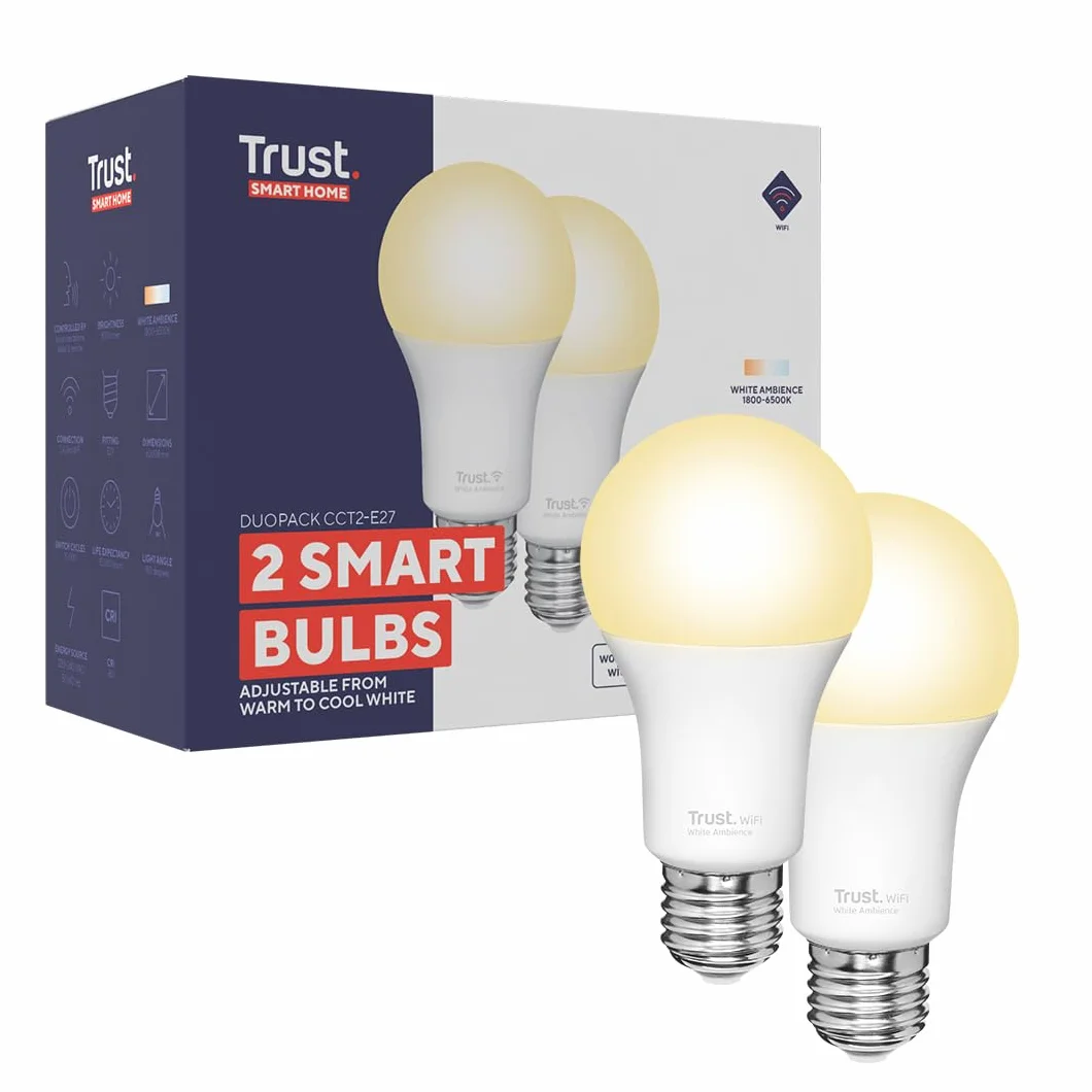 Ampoule Connectée WiFi E27 Compatible Alexa Google Home, Dimmable Sans Hub, 2.4GHz LED Lampe Blanc Chaud Froid, Lot de 2