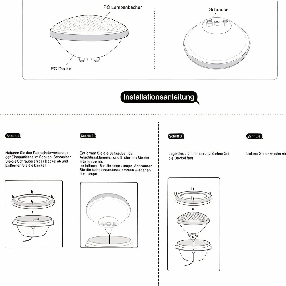 Lampe Piscine PAR56 13W LED Etanche IP68 Submersible 12V DC/AC 3000K
