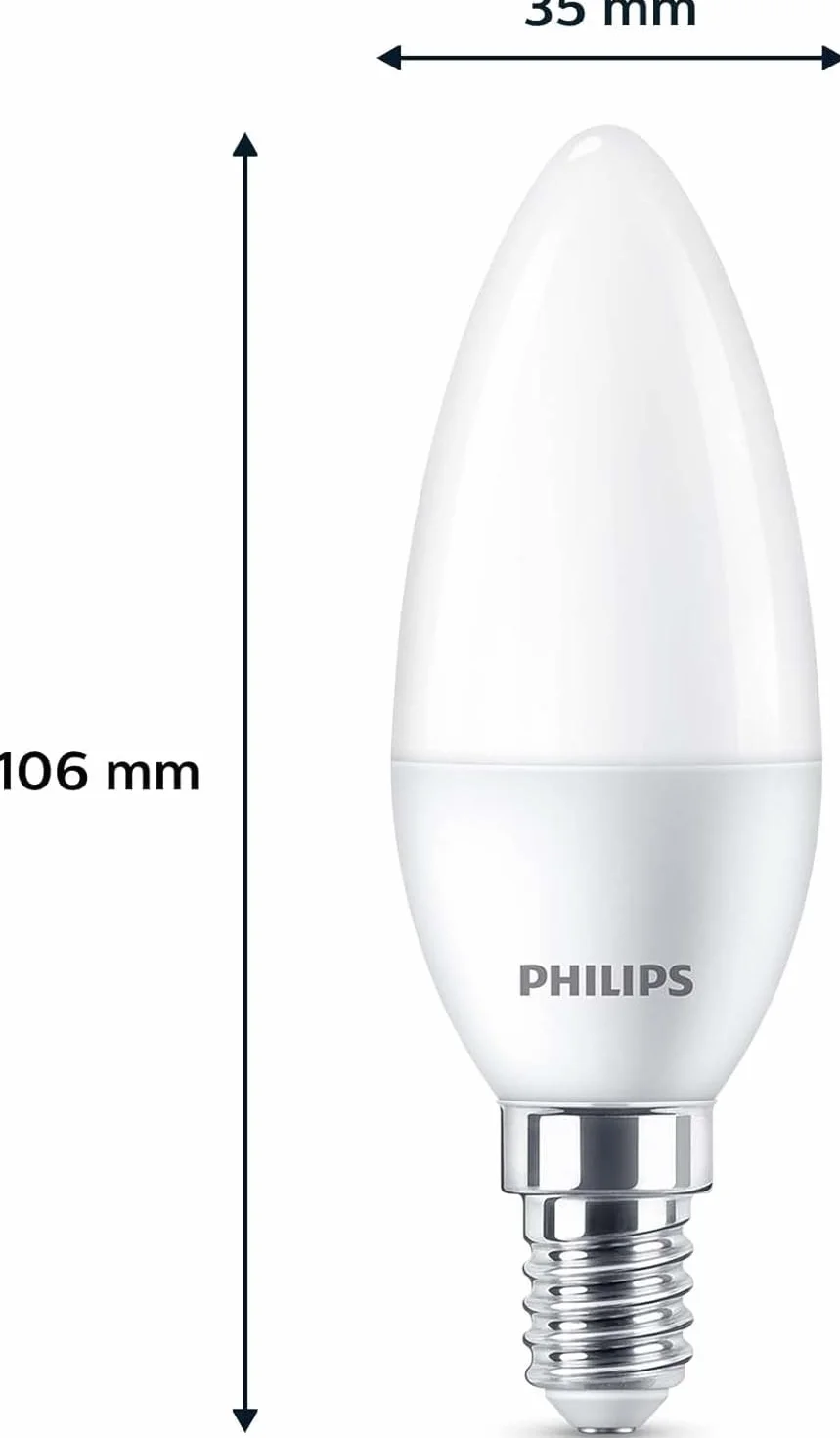 Philips pack de 6 ampoules LED E14 flamme 40W blanc chaud