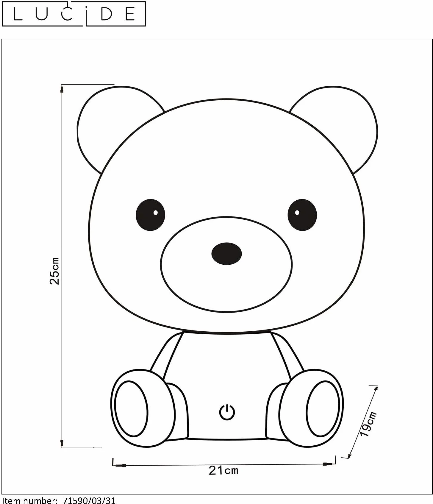 LUCIDE DODO BEAR Veilleuse LED 3 StepDim 1x3W 4000K Blanc