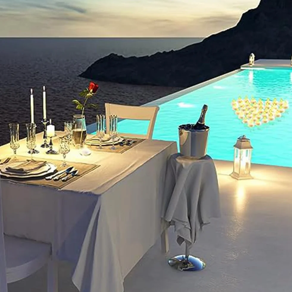 Bougies Électroniques Flottantes sans Flamme, Lumière Jaune, 48 Pièces pour Piscine Mariage