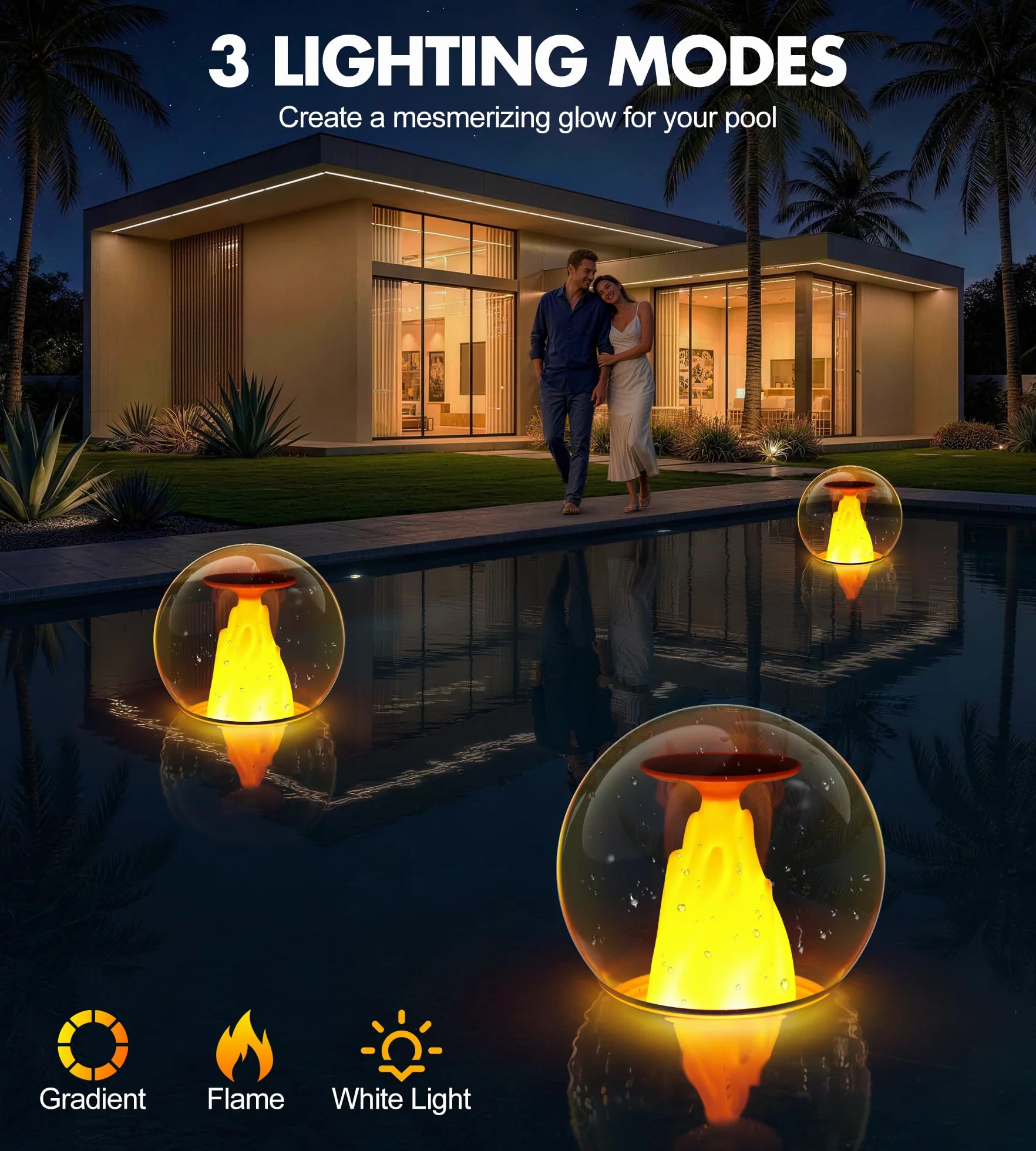 PoolLeader Lampe Solaire Flottante Piscine LED Effet Flamme IP68 2 Pièces