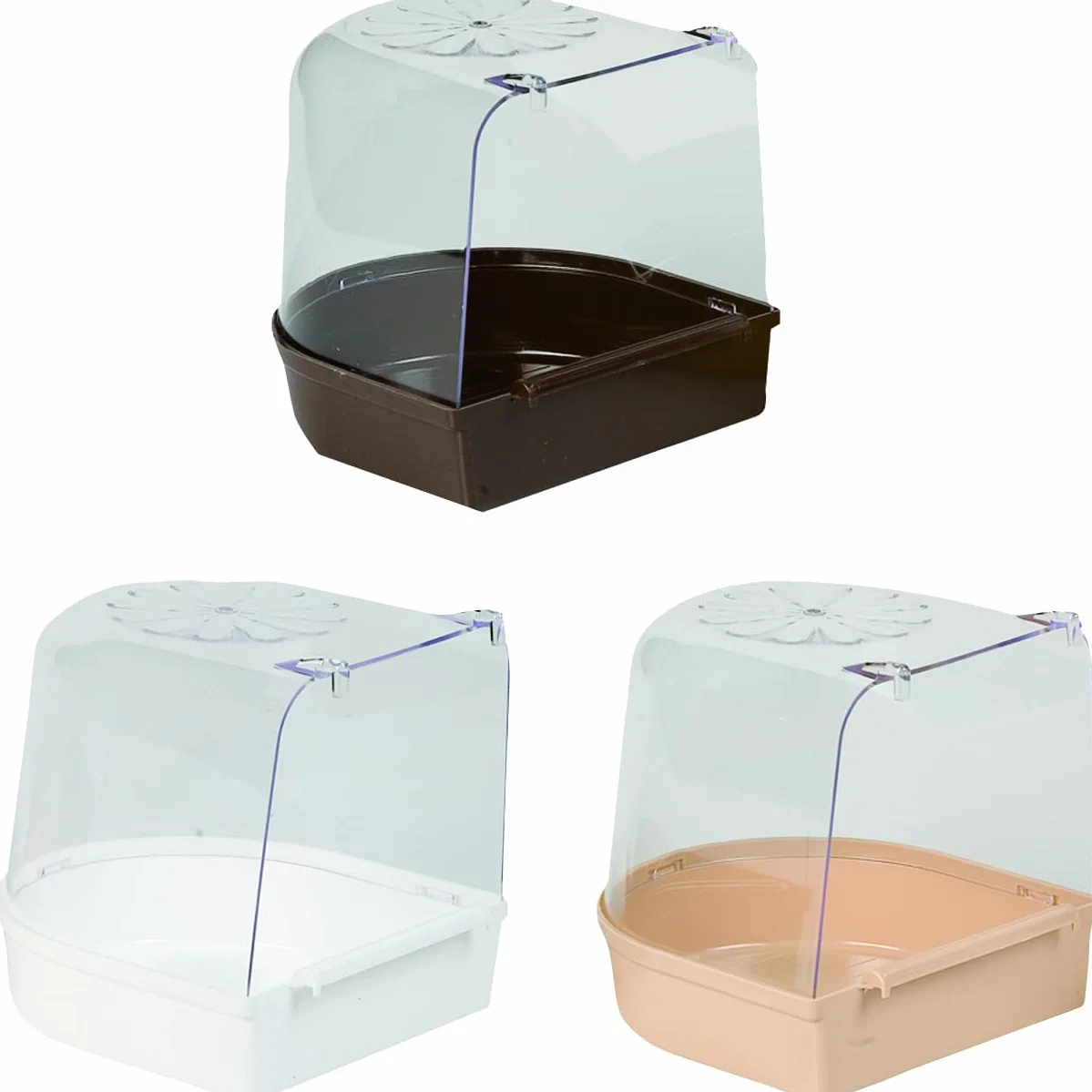 Flamingo Bain pour oiseaux avec marche Blanc 14x13,2x14cm