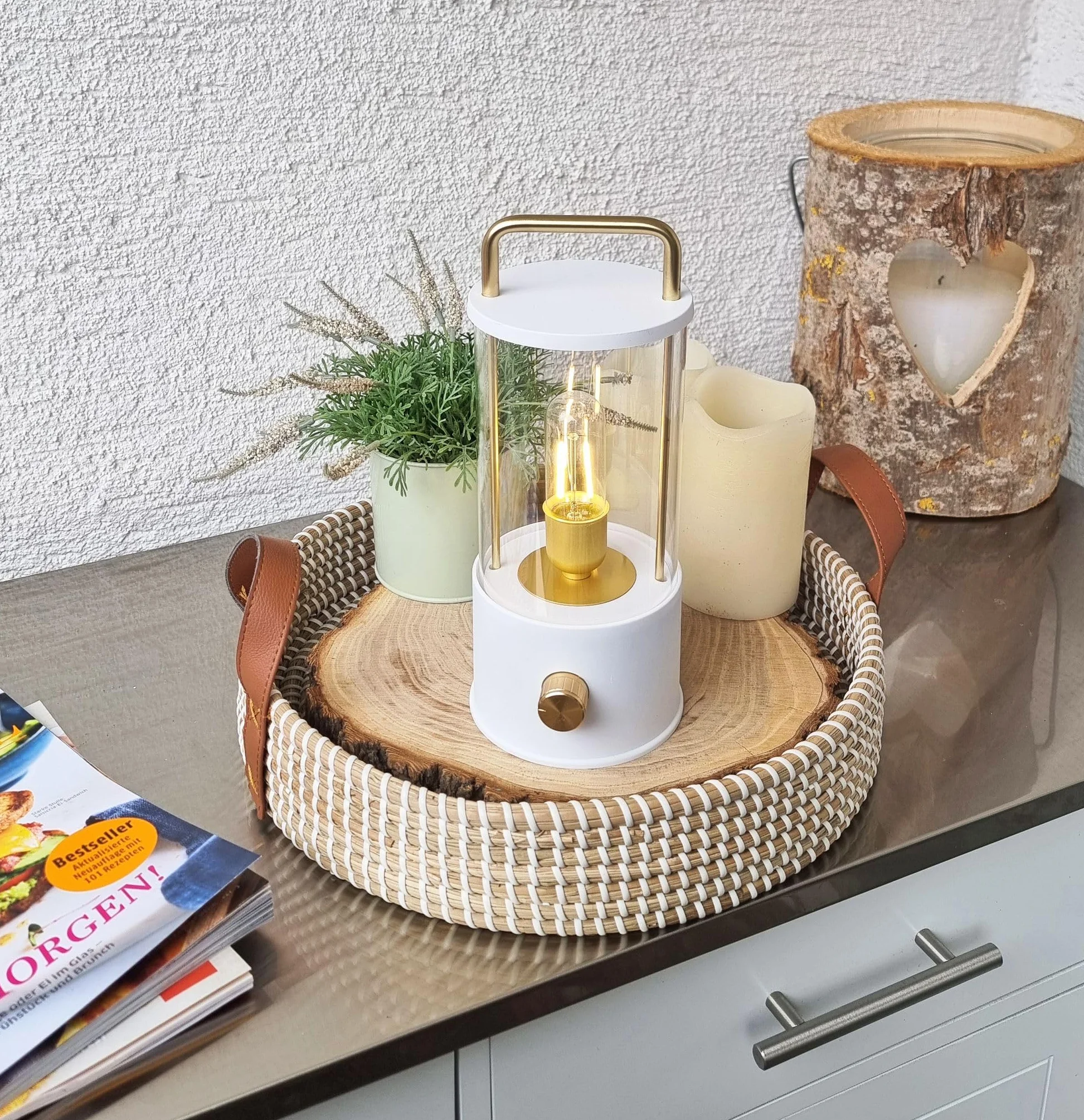 Coen Bakker Lanterne LED IP44 USB blanc chaud 15 x 11 cm