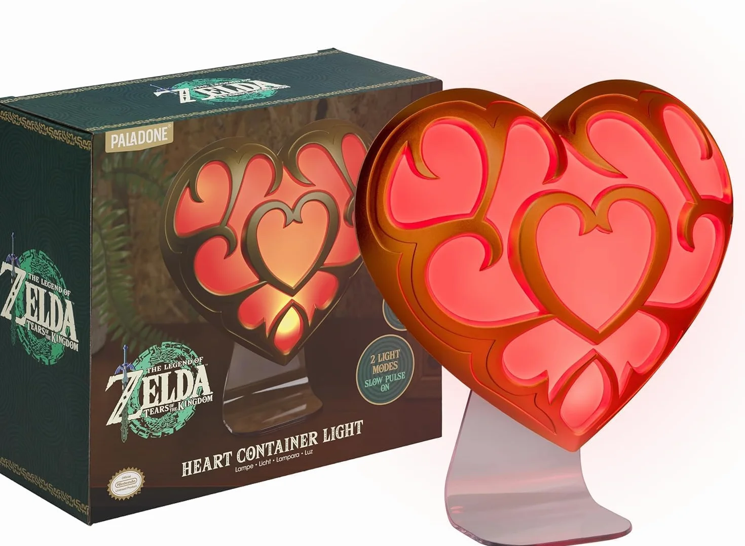 The Legend of Zelda Heart Container Light – Lampe Officielle Nintendo pour Salle de Jeux, 2 Modes d'Éclairage