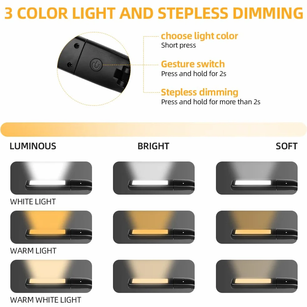 HOTUT Lampe de Lecture à LED pour Cou Rechargeable, 3 Températures Couleur, Luminosité Réglable