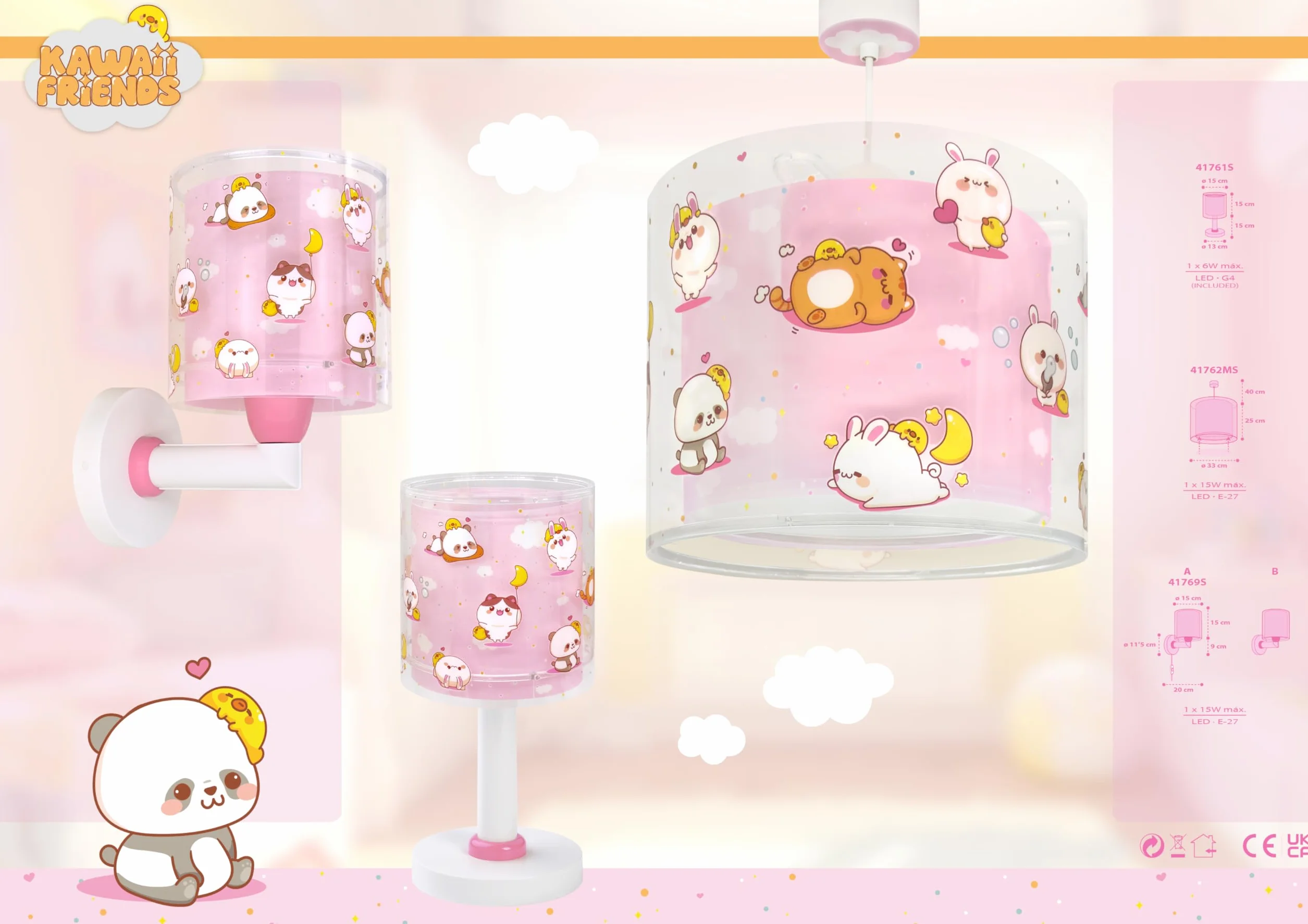 Dalber Lampe de chevet enfant veilleuse Kawaii rose G4 LED 4 W Ampoule incluse