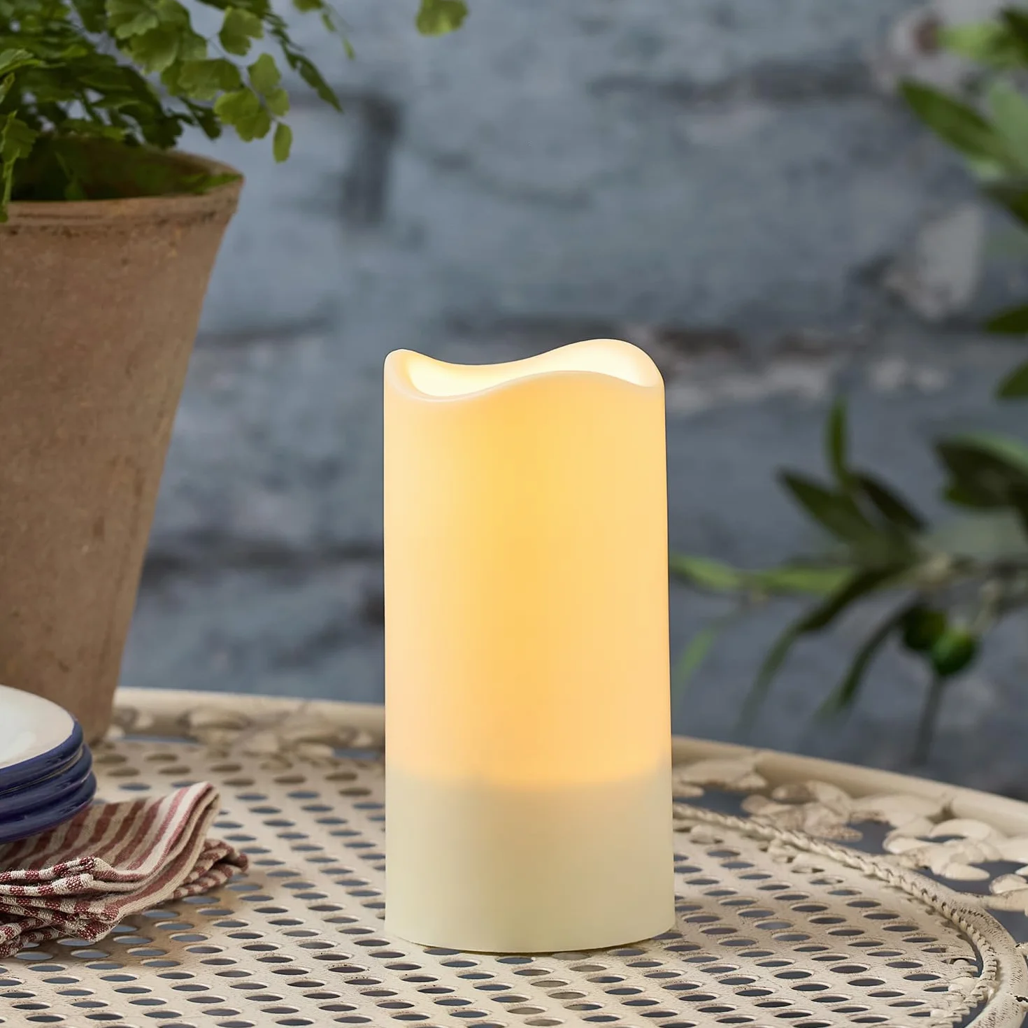 Lights4fun Lot de 3 Bougies Solaires LED Blanc Chaud Flamme Vacillante Étanche pour Extérieur