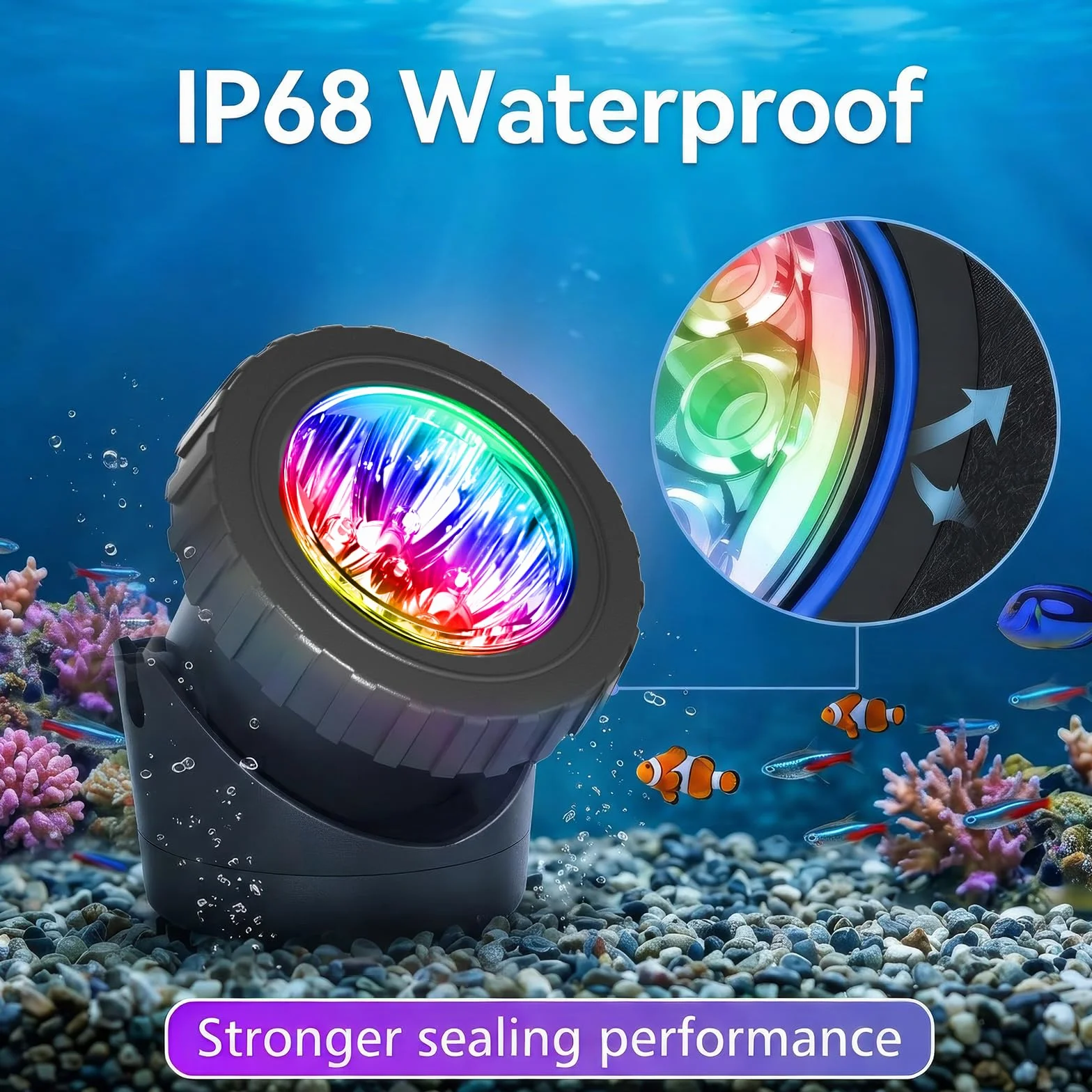 Lampe de Bassin Solaire 5 Packs Projecteurs LED Submersibles IP68 Étanche RGB Changement Couleur