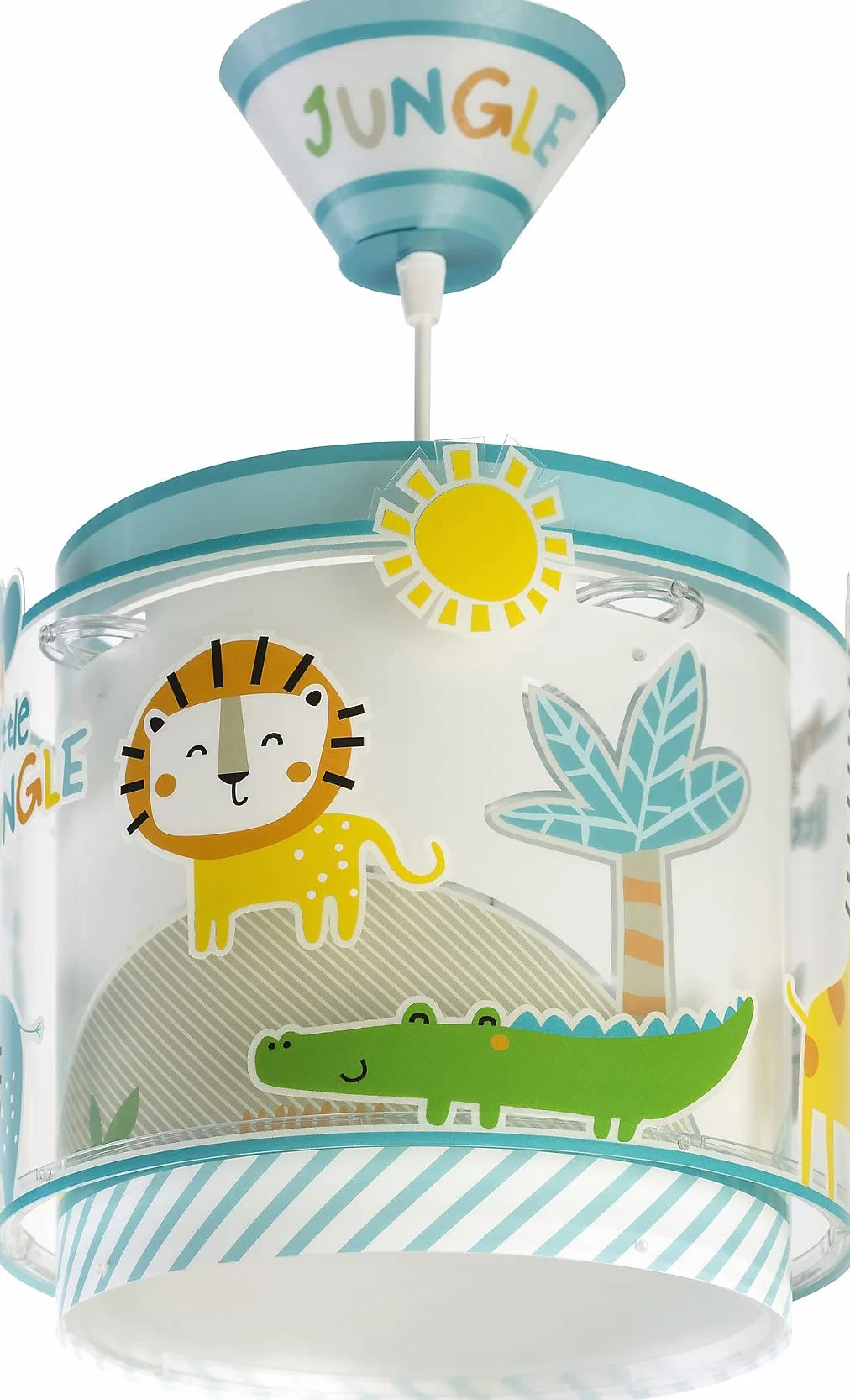 Dalber Lustre Chambre Lampe Suspension Enfant My Little Jungle Animaux Vert Lion Alligator Girafe E27