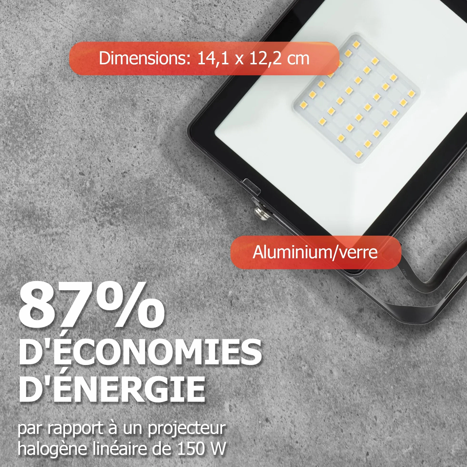 Projecteur LED extérieur 20 W 4000 K 1900 lumens IP65 IK06 aluminium