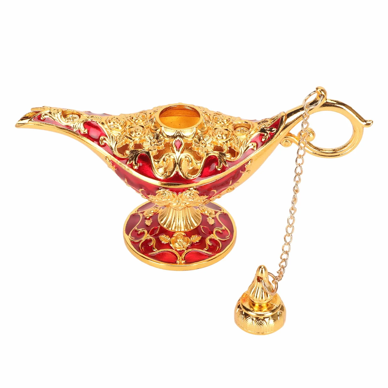 Lampe de Table en Alliage de Zinc Rétro Gravée Or et Rouge pour Décoration de Mariage