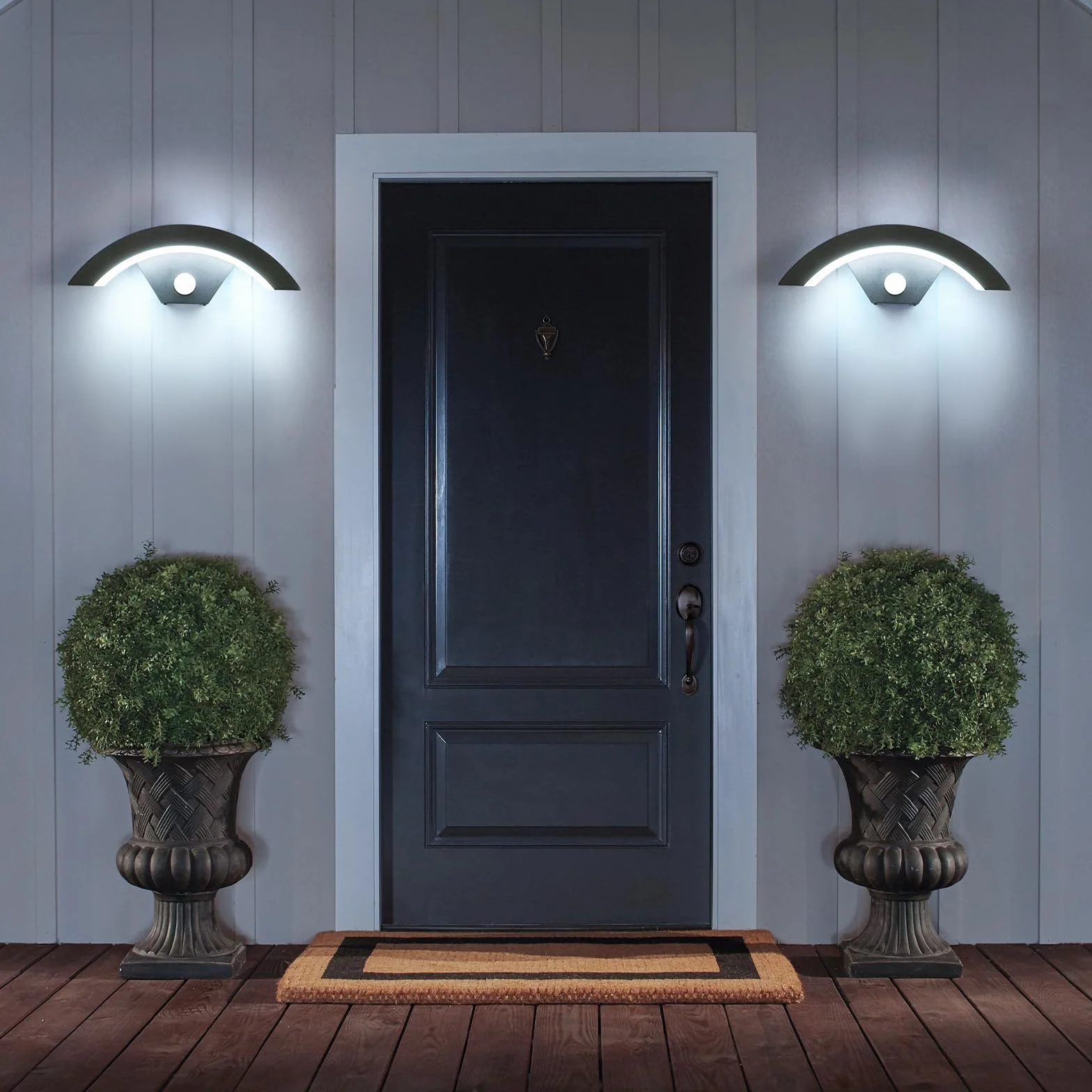 Applique Murale LED Extérieure 24W 2700LM Détecteur de Mouvement IP65 Imperméable Noir