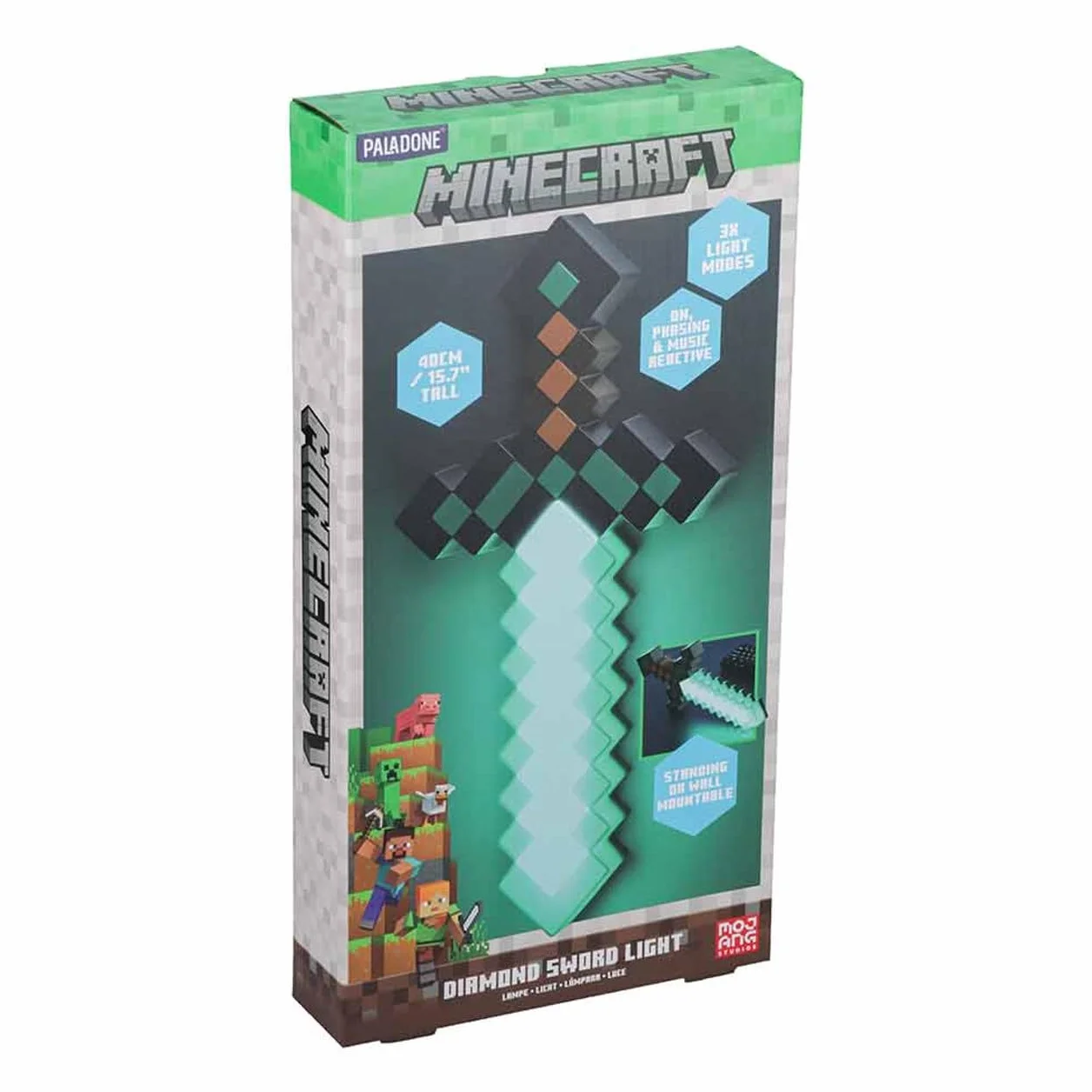 Minecraft Épée en Diamant Lumière Officielle 3 Modes Dynamiques Décor Chambre Gamer Piles USB