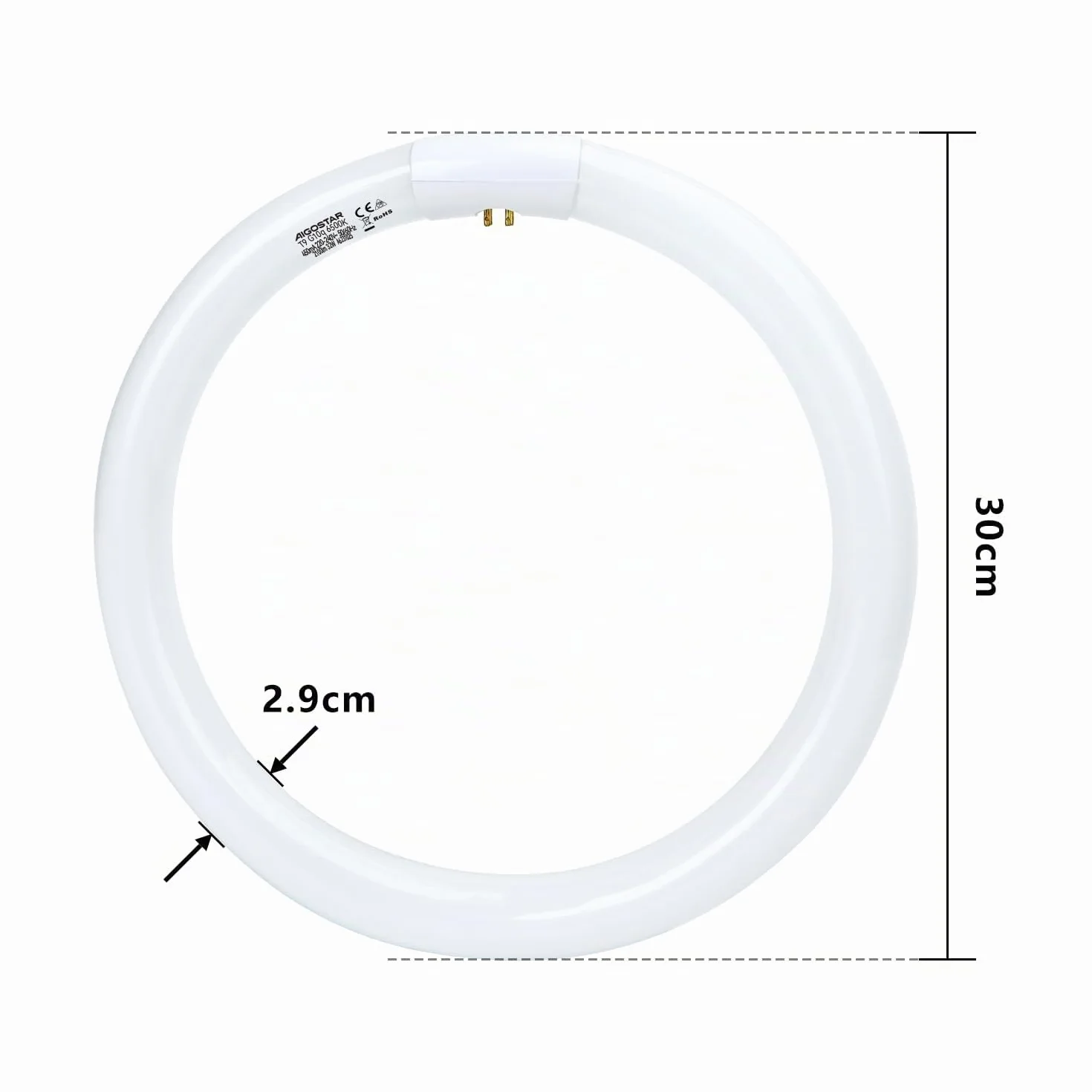 Aigostar Tube fluorescent circulaire T9 32W G10Q Blanc froid 6500K 2100 lumens CRI 80 30cm