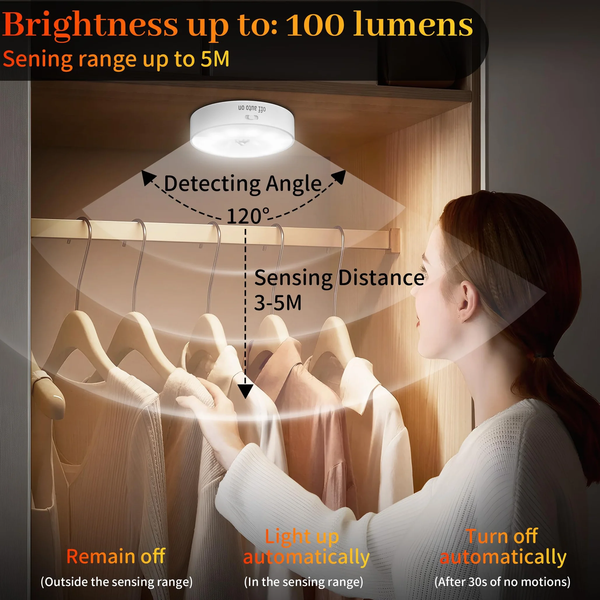 daphomeu Lot de 6 veilleuses LED rechargeables USB avec détecteur de mouvement, 3 modes d'éclairage pour escalier, couloir, chambre, cuisine