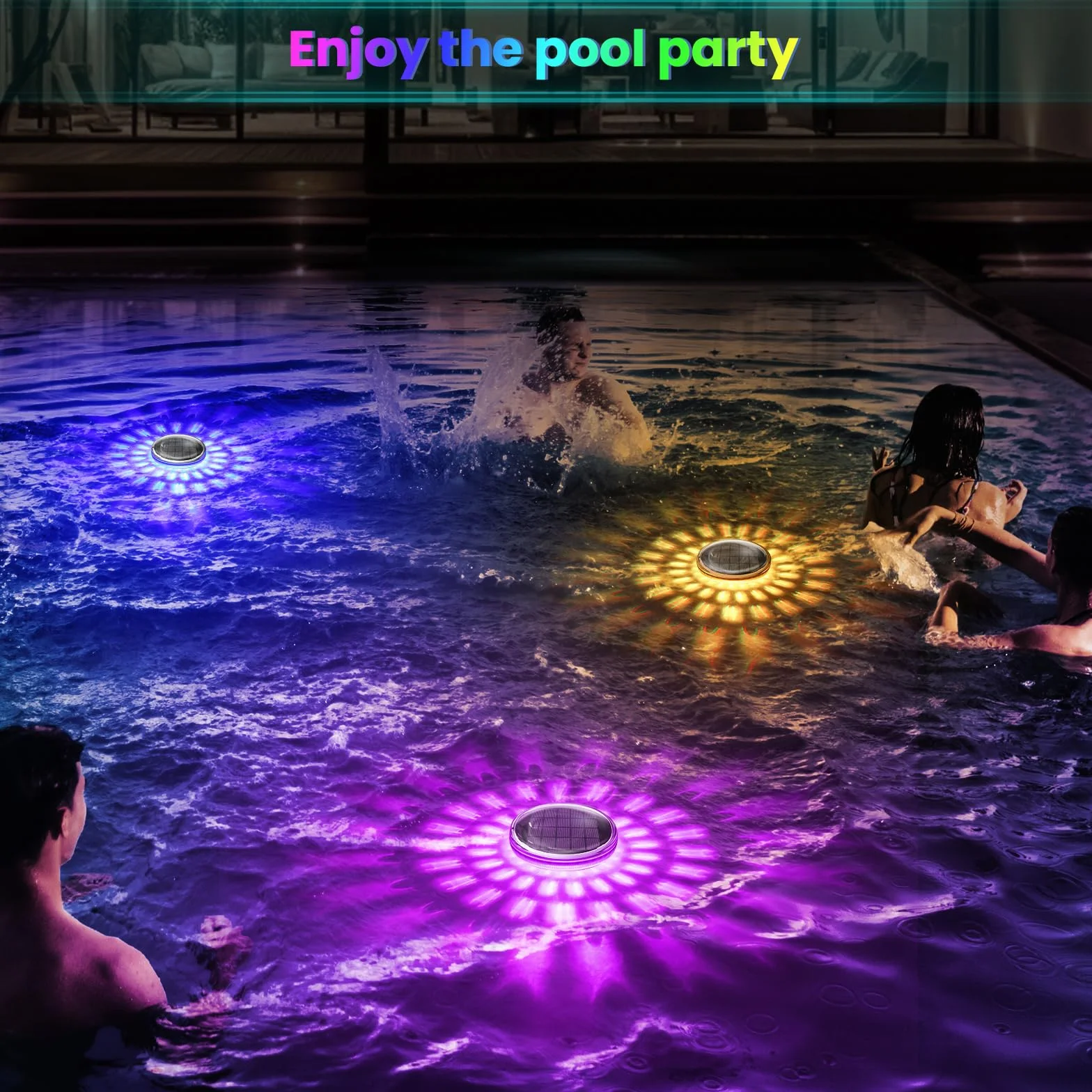 Lumière Piscine Flottante Solaire IPX7 2 Pièce Télécommande RGB 9 Couleurs