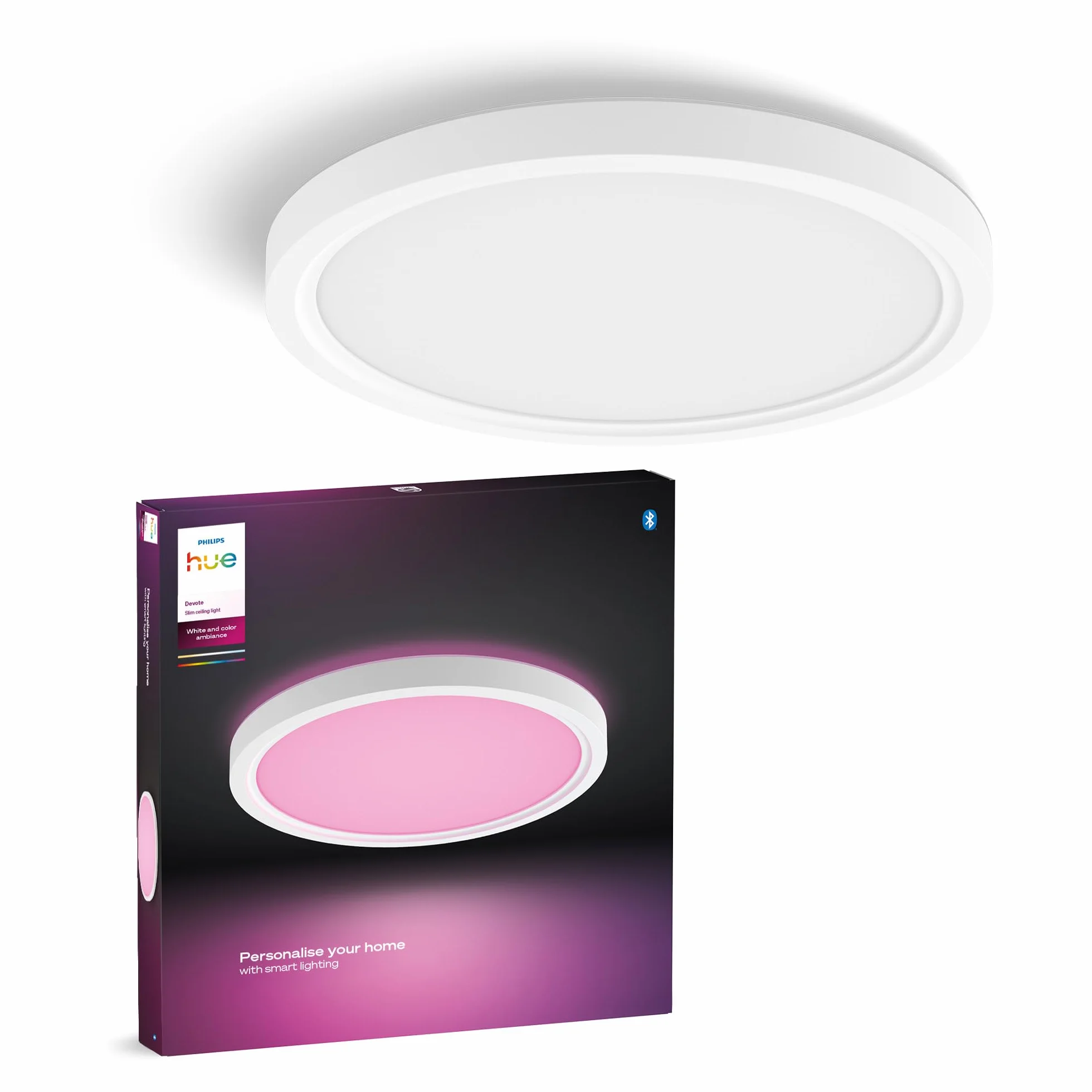 Philips Hue Devote Panneau LED connecté White and Color Ambiance Rond 30 cm 16,6W 2000 lumens