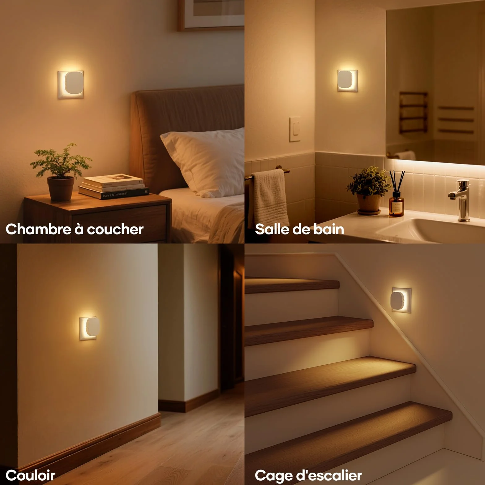 Suright Lot de 2 Veilleuse Prise Electrique avec Détecteur de Mouvement et Capteur Crépusculaire, Luminosité Réglable 0.5-60LM, 2700K