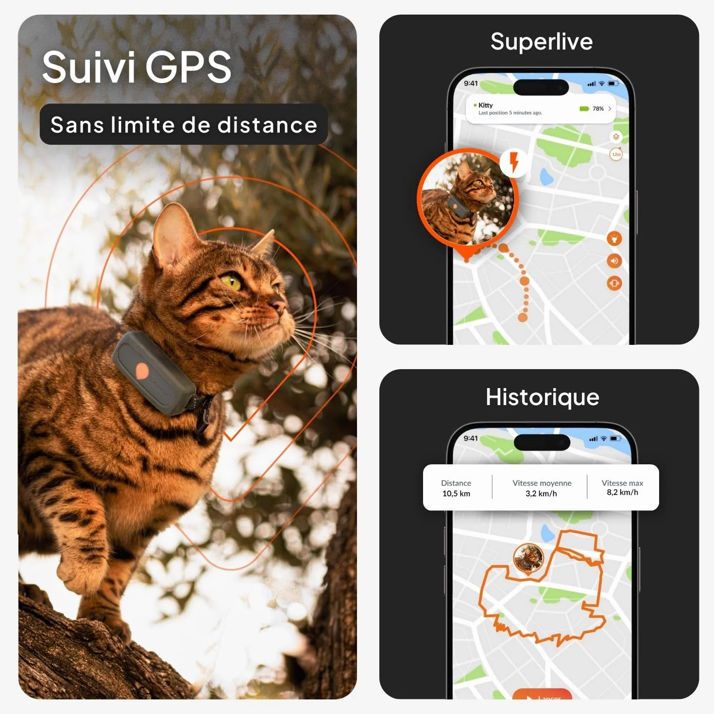 Weenect Chat XS Collier GPS pour Chat Suivi en Temps réel Plus Petit modèle du marché Fonctionne avec abonnement Collier Inclus Garantie à Vie
