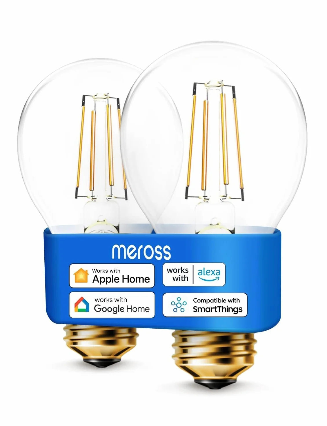 Meross Ampoule LED Connectée E27 Filament Edison Intelligente Compatible Apple HomeKit Alexa Google Home 810 LM Lot de 2 WiFi Dimmable Blanc Chaud 2700K