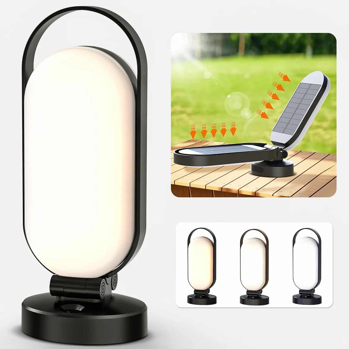 Lampe Solaire Camping Rechargeable LED Lanterne 5000mAh Batterie Externe Pliable Imperméable
