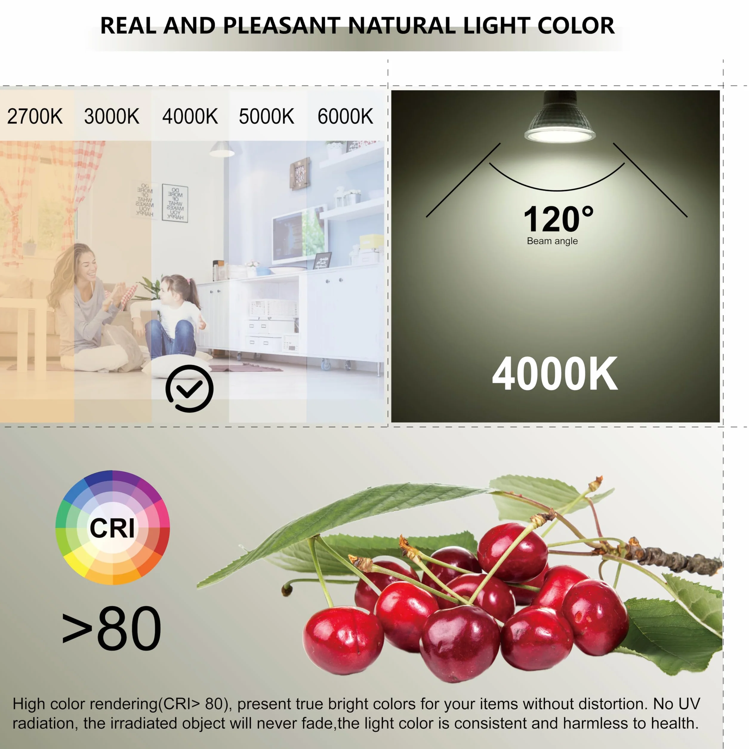 Ampoules LED GU5.3 Blanc Neutre 6.5W Équivalent MR16 60W Lot de 6 4000K 580lm 120° Non Dimmable 12V