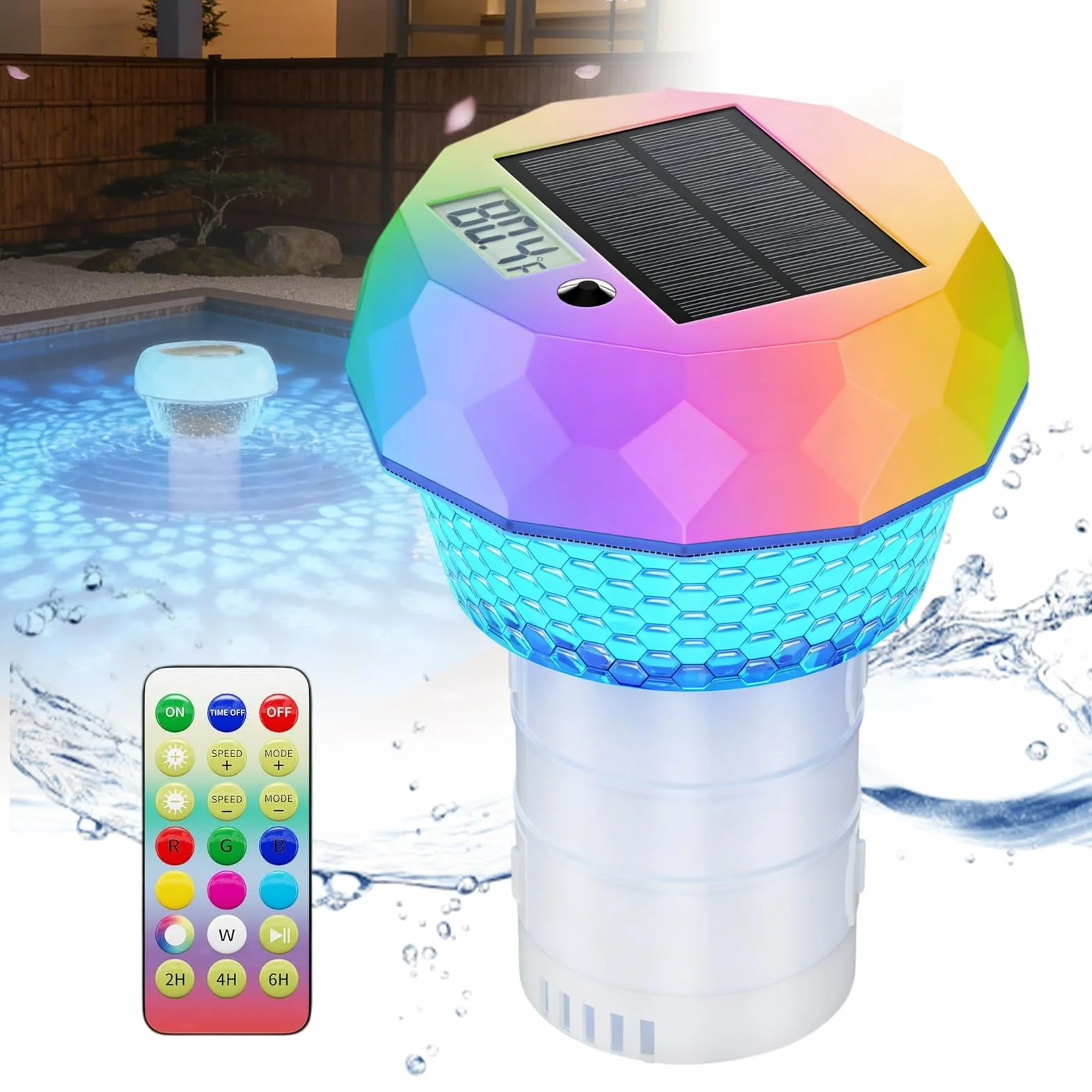 Lampe Piscine RGB LED Solaire Flottante IP68 avec Télécommande