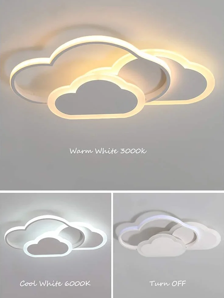 Plafonnier LED Enfant Forme Nuage 42cm 32W 2700lm Dimmable 3000K-6500K Télécommande Blanc Moderne