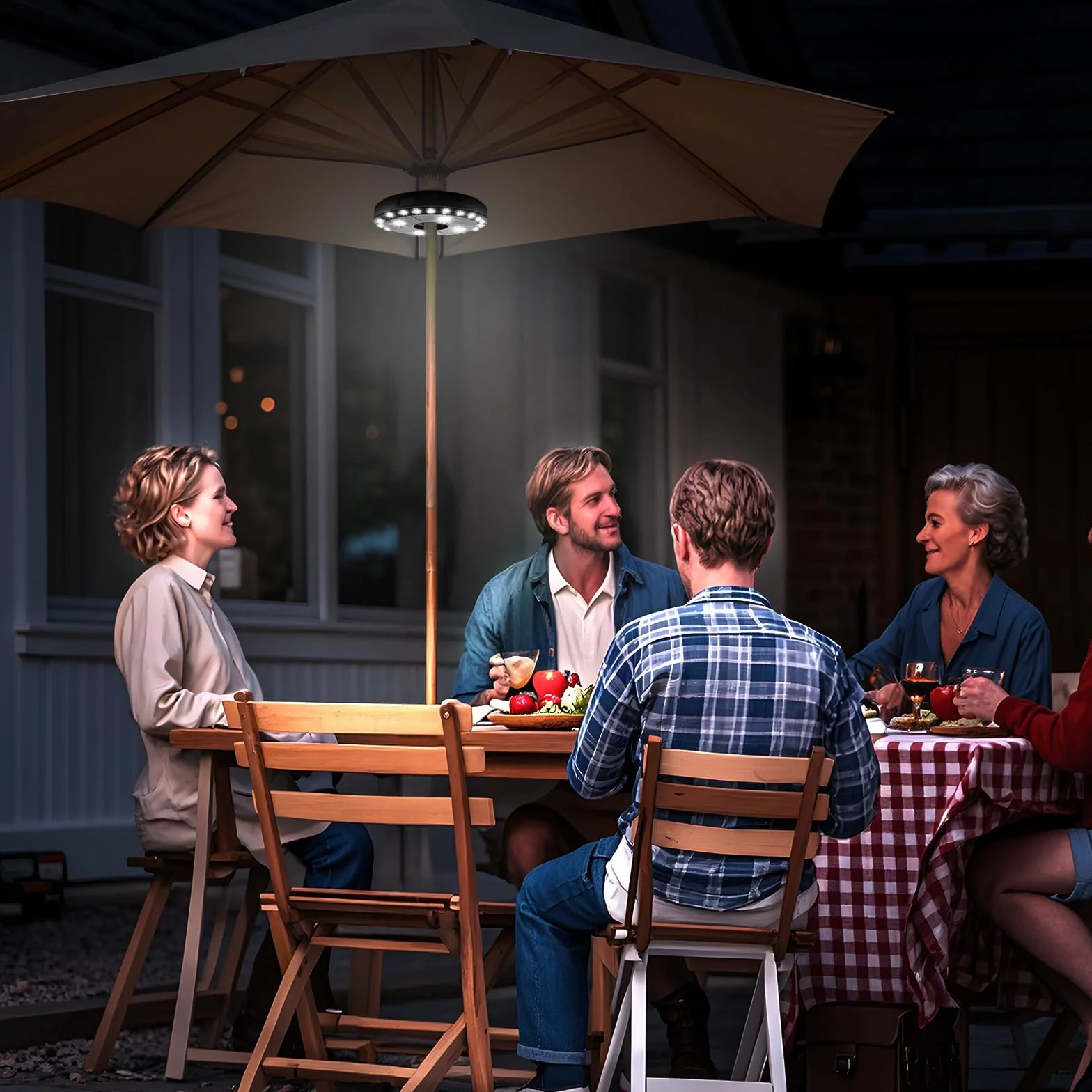 HELESIN Éclairage pour Parasol avec 28 LED, 3 Modes, Alimentation par Batterie