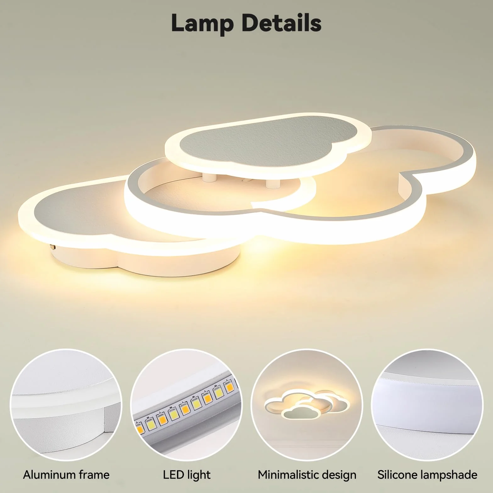 Plafonnier LED Enfant 21W 3000K/4500K/6500K 2100lm CRI≥80 Lampe Plafond avec Fonction Mémoire Blanc