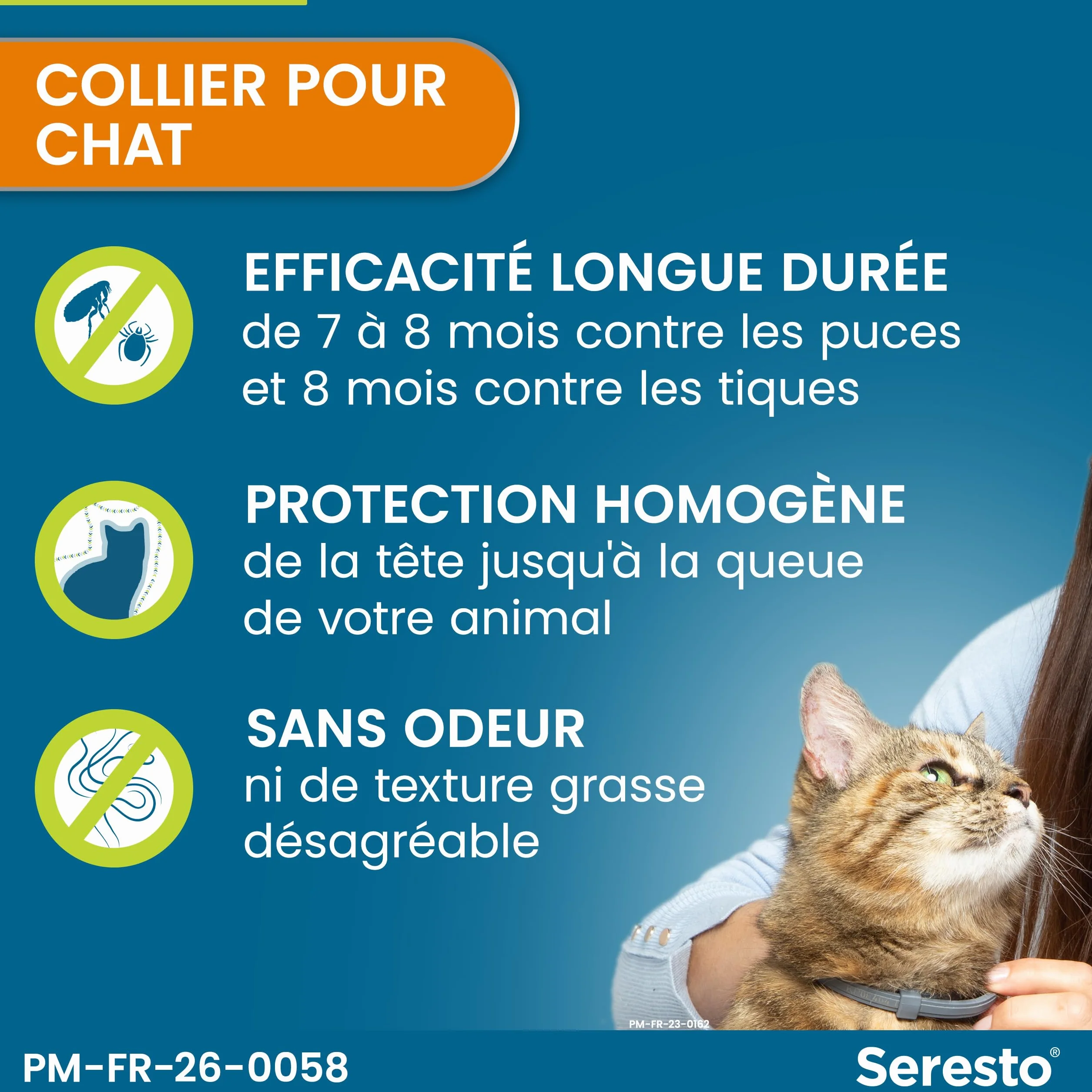 Seresto Collier Chats – Protection anti puces et anti tiques longue durée 7-8 mois Gris