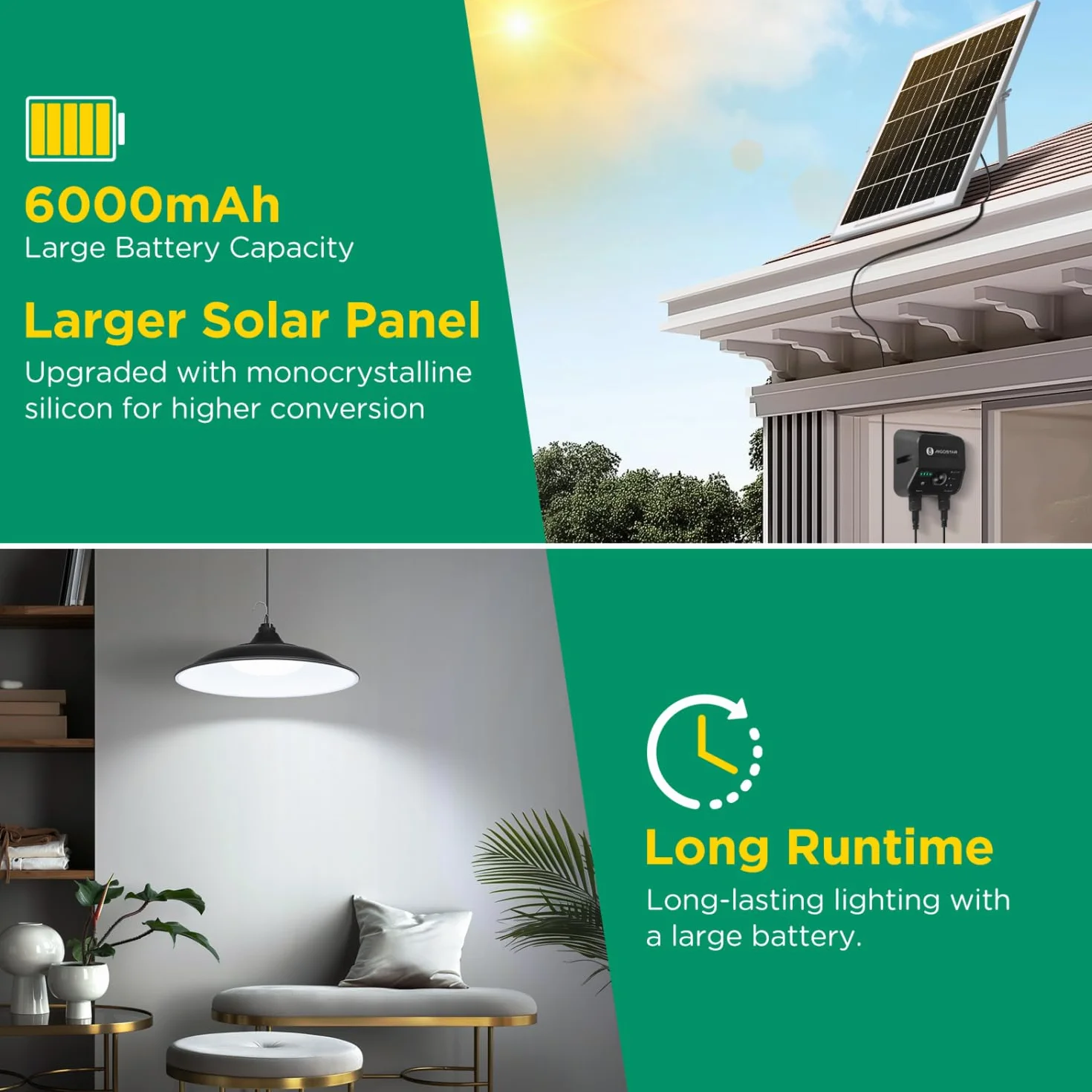 Lampe solaire extérieure 70W IP65 avec détecteur de mouvement et télécommande Aigostar