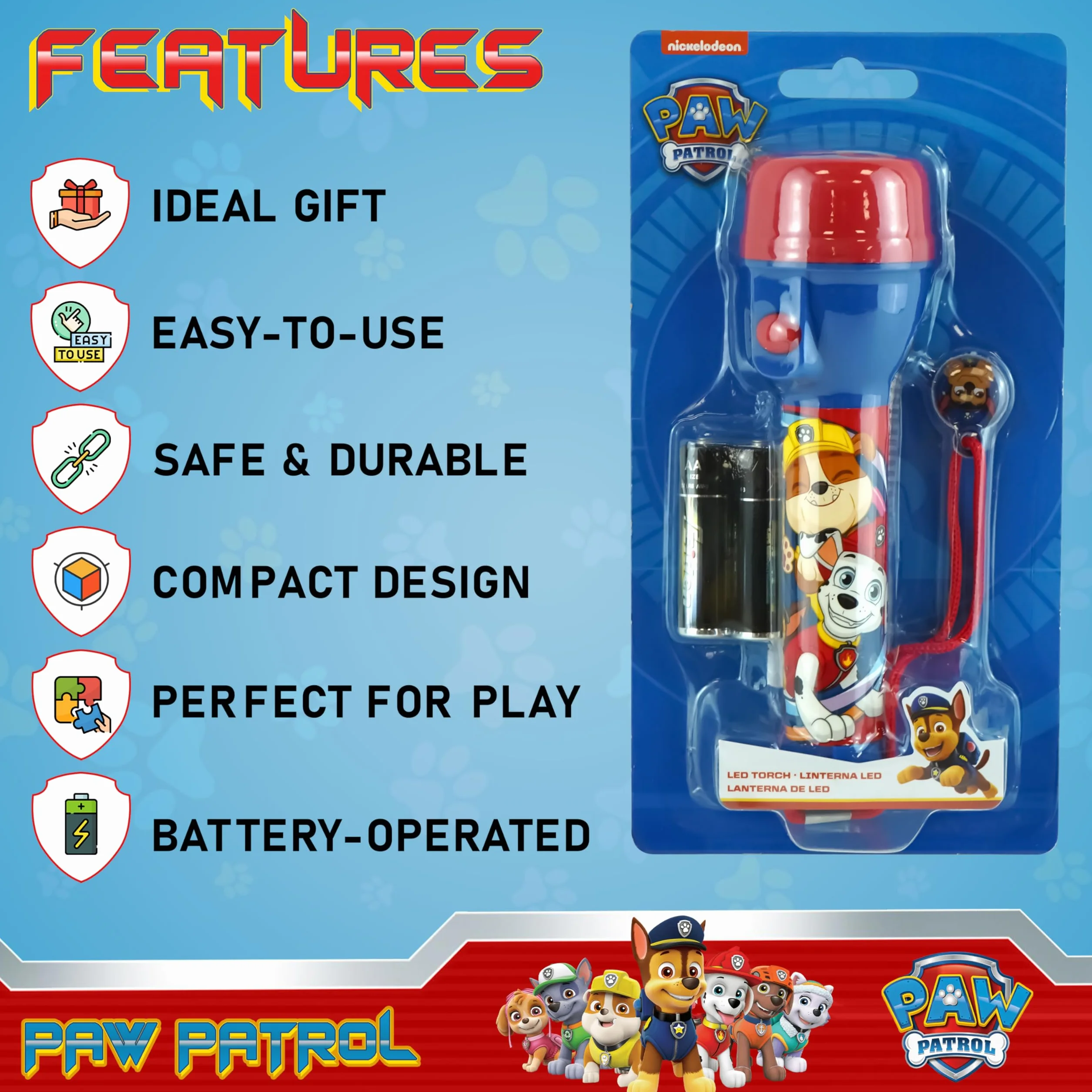 Lampe de poche LED Pat' Patrouille 16 cm pour enfants HOVUK