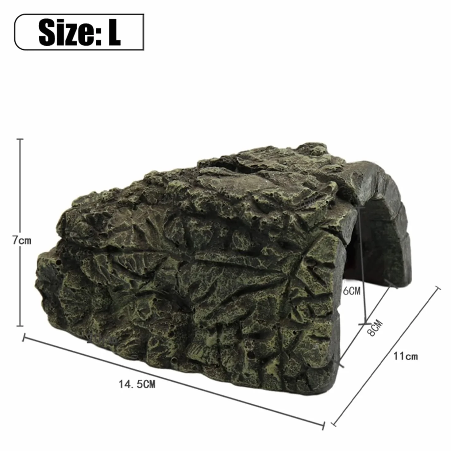 Cachette Reptile Caverne pour Reptile Terrarium Tortue Terrestre Plate-Forme Abri Roches Résine Île Flottante Aquarium Décor Pierre (L)