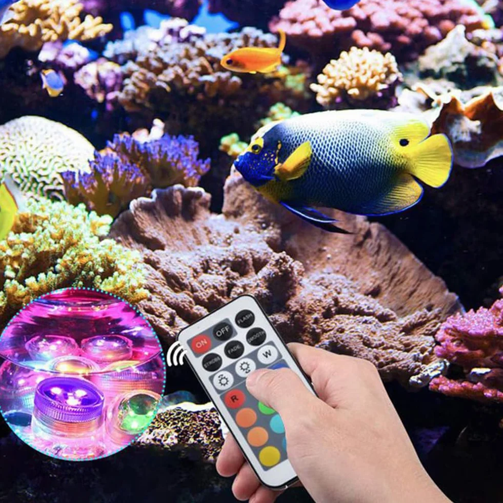 Lampes LED Submersibles RGB avec Télécommande pour Piscine, 2 Pièces