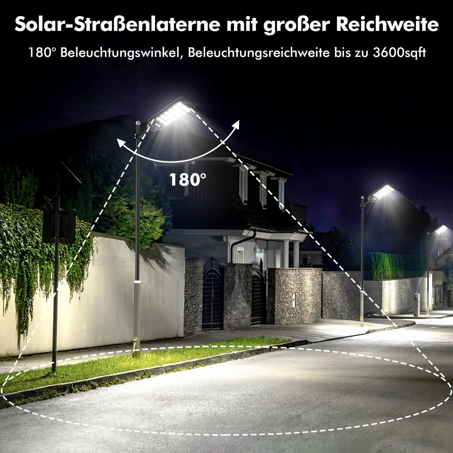 Lampadaire Solaire LED 600W Extérieur IP65 Étanche 6500K Détecteur de Mouvement