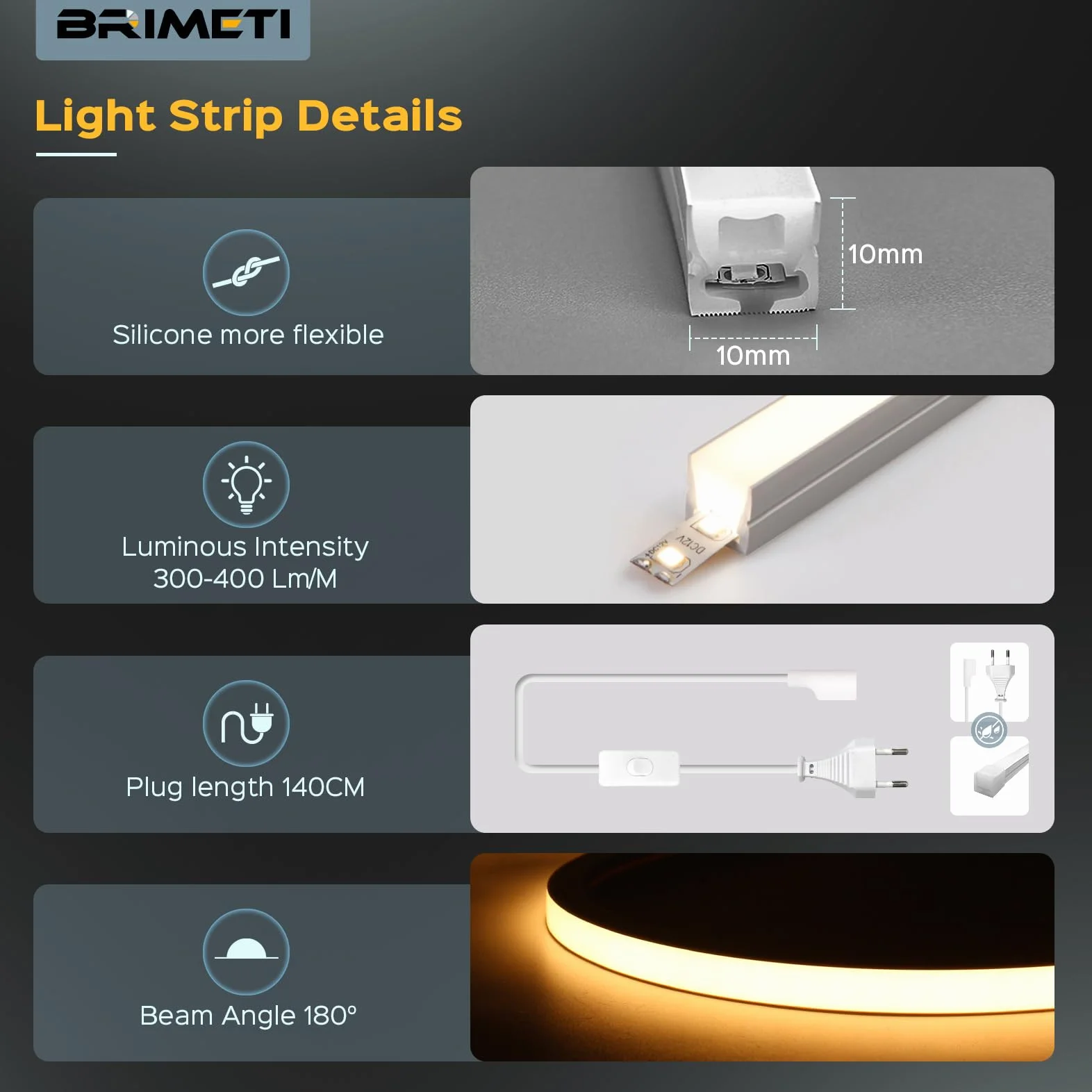 Ruban LED Exterieur Etanche 3M 220V Bande Neon LED Flexible Blanc Naturel IP65 10MM Silicone Découpable