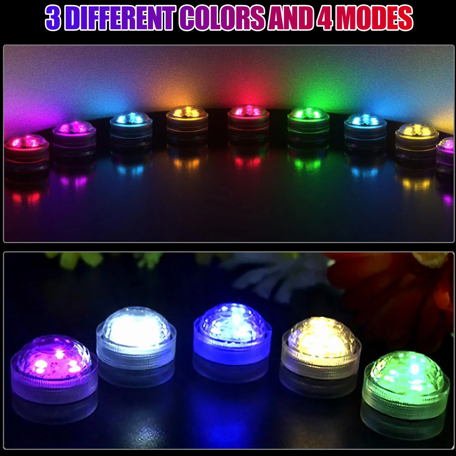 Lot de 12 Mini Lumières LED Submersible RGB Étanche 3,0x3,0x2,2cm pour Piscine Bassin Aquarium
