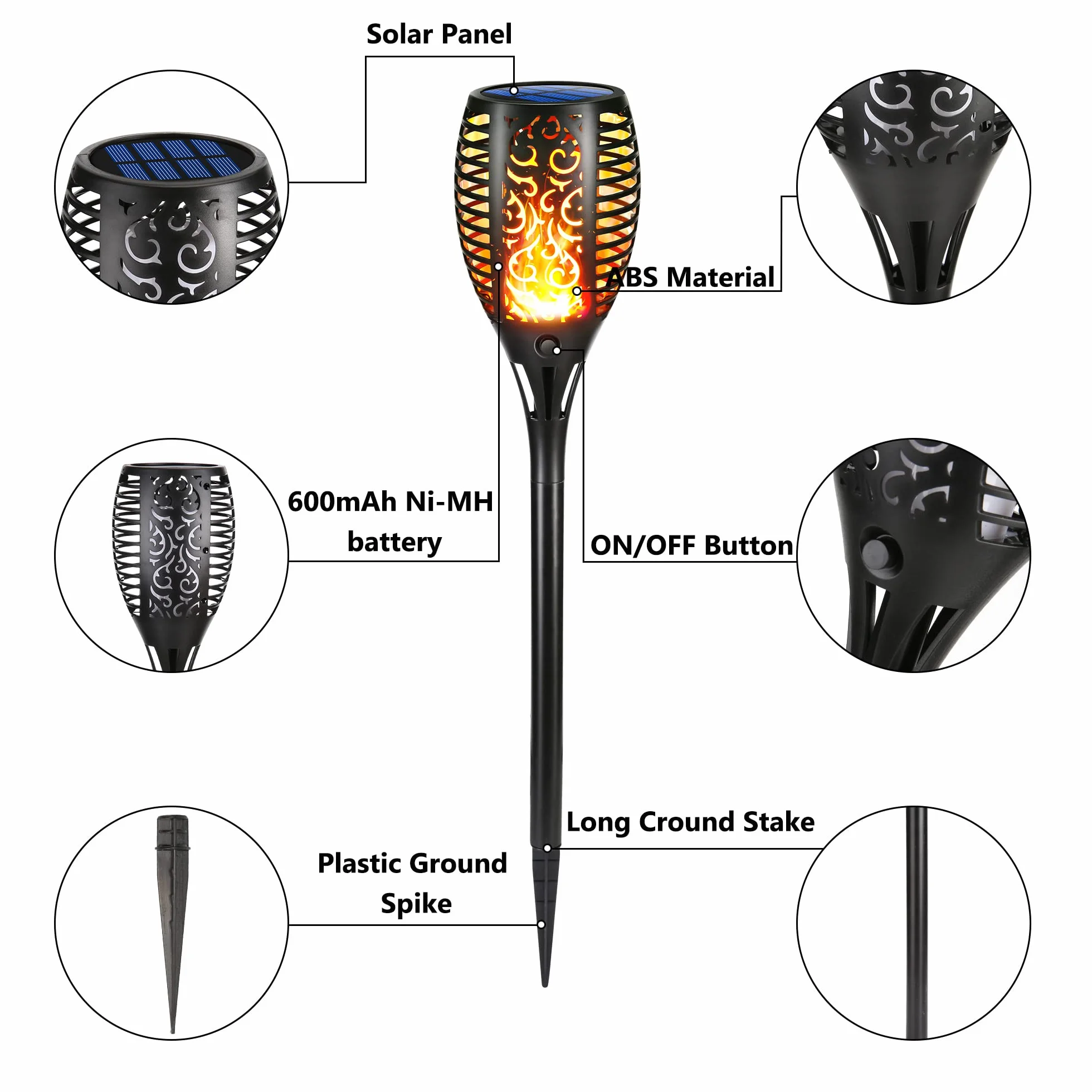 Moxled Lampe Solaire Flamme Exterieur 33 LED Etanche Torche Solaire Jardin Patio